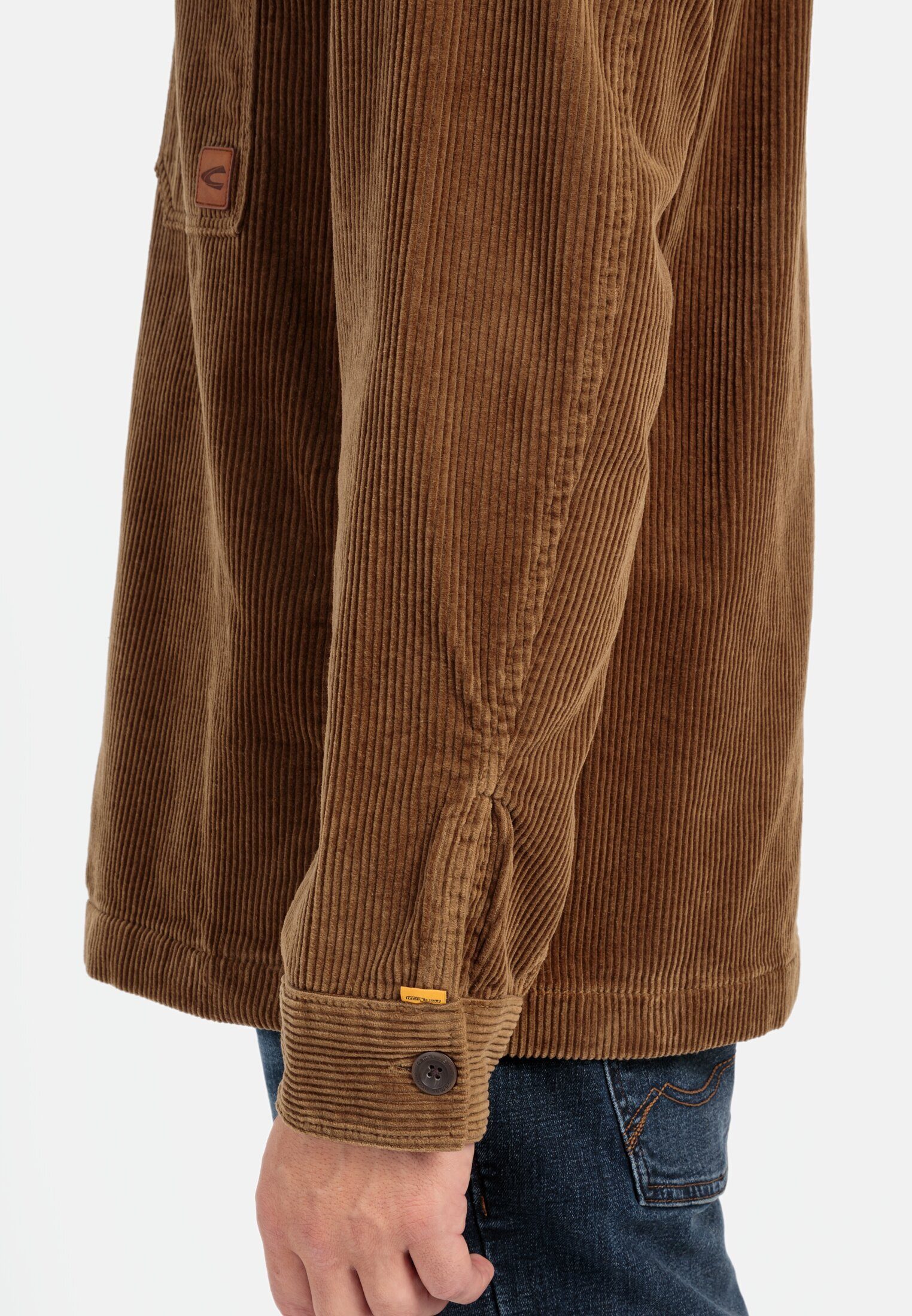 camel active Hemdjacke aus reiner Baumwolle Langarm Markenlogo