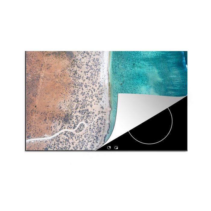 MuchoWow Herdblende-/Abdeckplatte Blaues Wasser und schöner Strand an der Ningaloo Coast Vinyl (1 tlg) induktionskochfeld Schutz für die küche Ceranfeldabdeckung