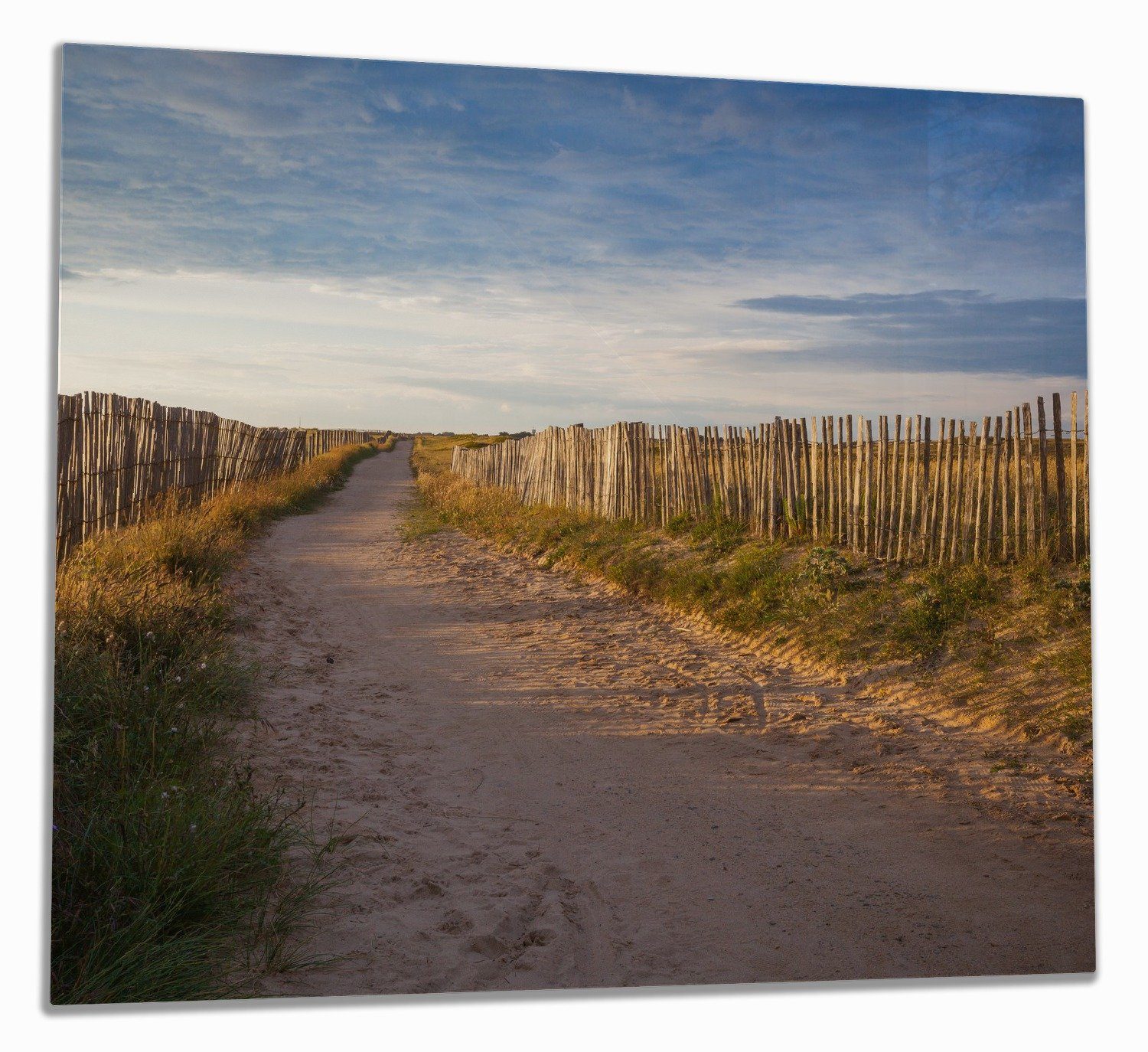 Wallario Herd-Abdeckplatte Sandweg an einem Strand in Frankreich, Bretagne, ESG-Sicherheitsglas, (Glasplatte, 1 tlg., inkl. 5mm Noppen), verschiedene Größen