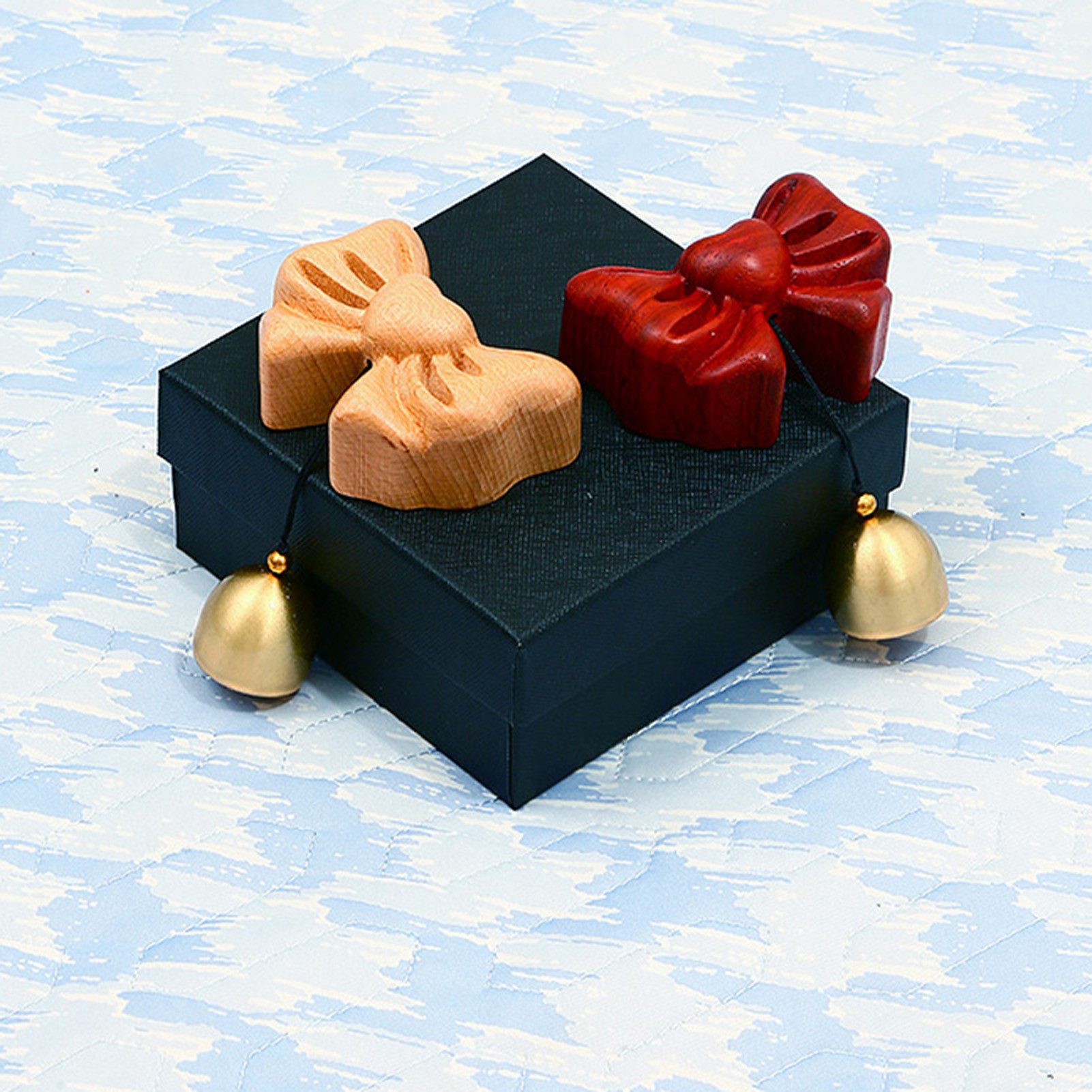 Jumpeak Türklingel Fliegentürklingel aus Massivholz,magnetische Türklingel,angenehmer Ton (wickeln, 1 x magnetisierbare Bogen-Türklingel aus Massivholz mit Kleber), Aus Nussbaum und Messing, braun, 7,5x11,5 cm, Dicke 3cm