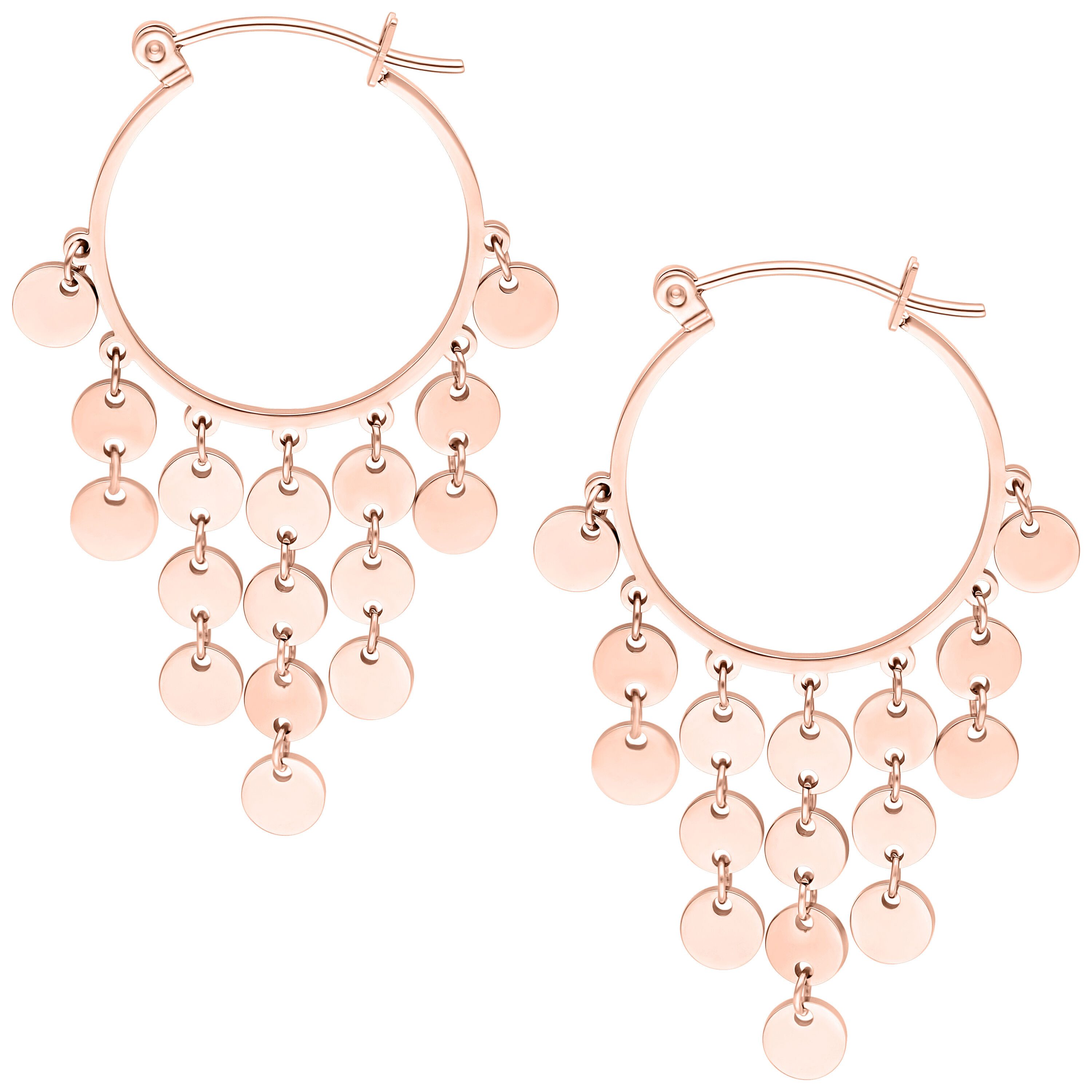 Paar Ohrhänger Dangling Plate Hoops - Roségold