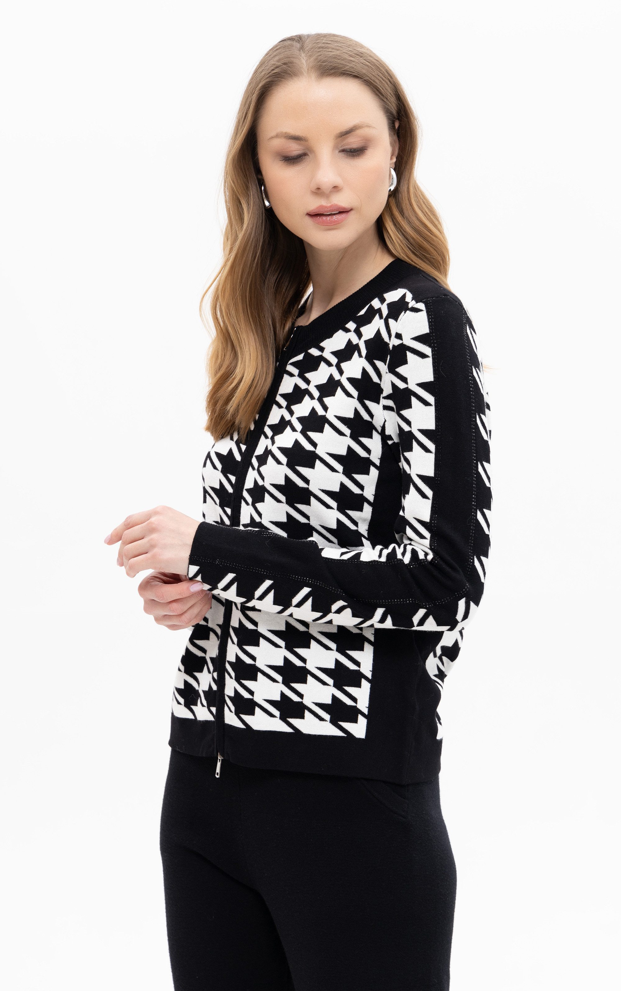 Passioni Cardigan mit Hahnentrittmuster günstig online kaufen