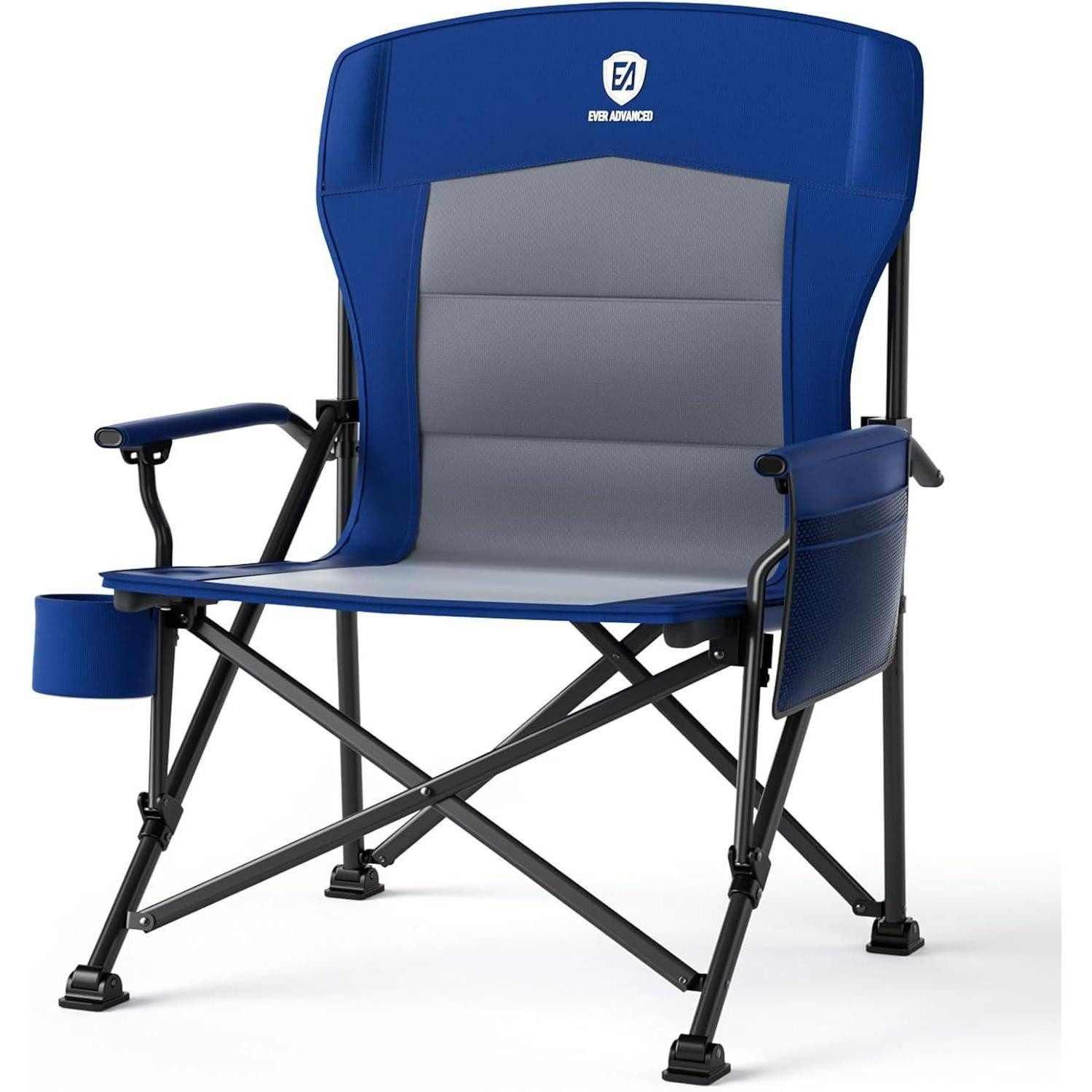 Campingstuhl Campingstuhl faltbar 230 kg XL 62 cm Getränkehalter Blau Klassisch