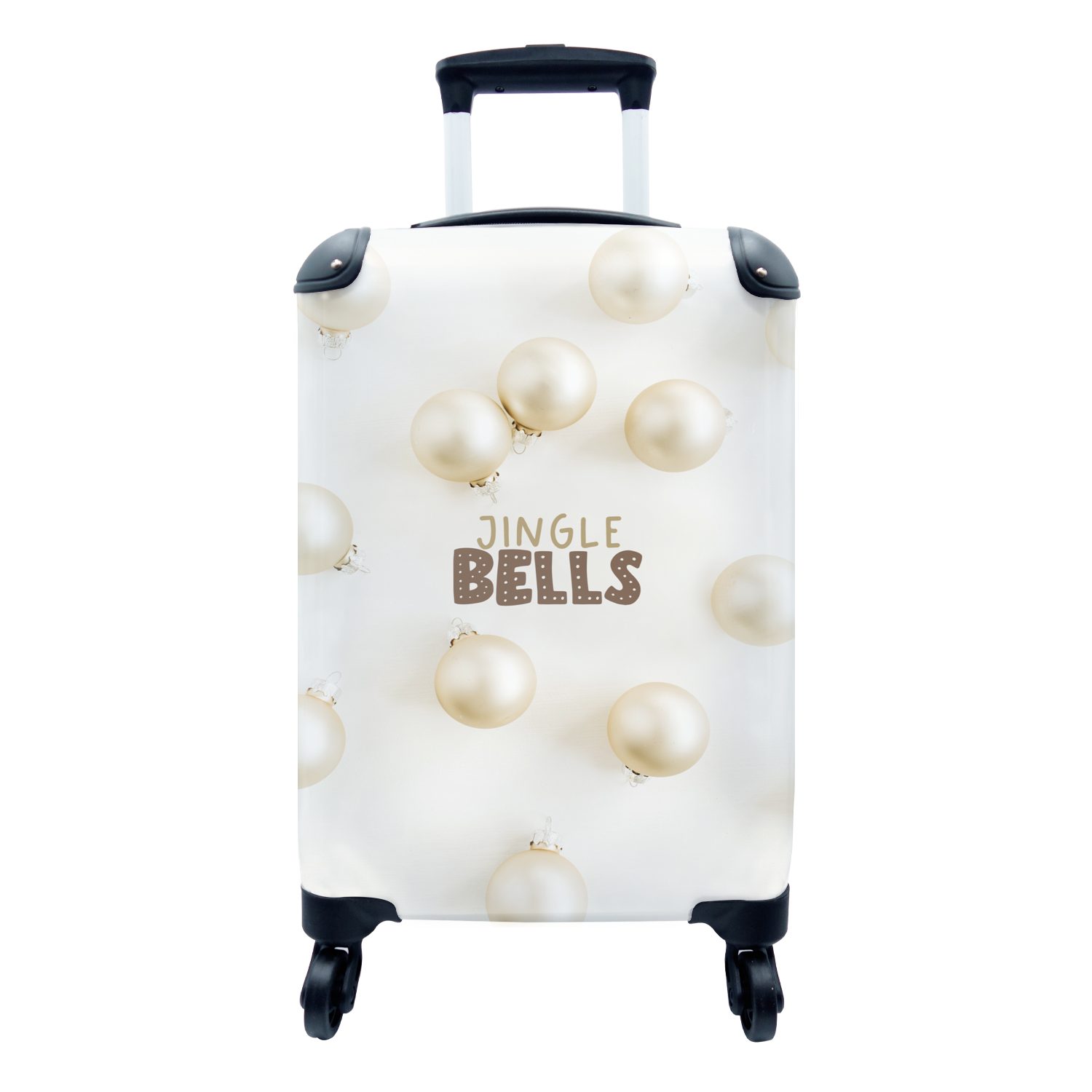 MuchoWow Handgepäckkoffer Weihnachtskugeln - Weiß - Perle, 4 Rollen, Reisetasche mit rollen, Handgepäck für Ferien, Trolley, Reisekoffer | Handgepäck-Koffer