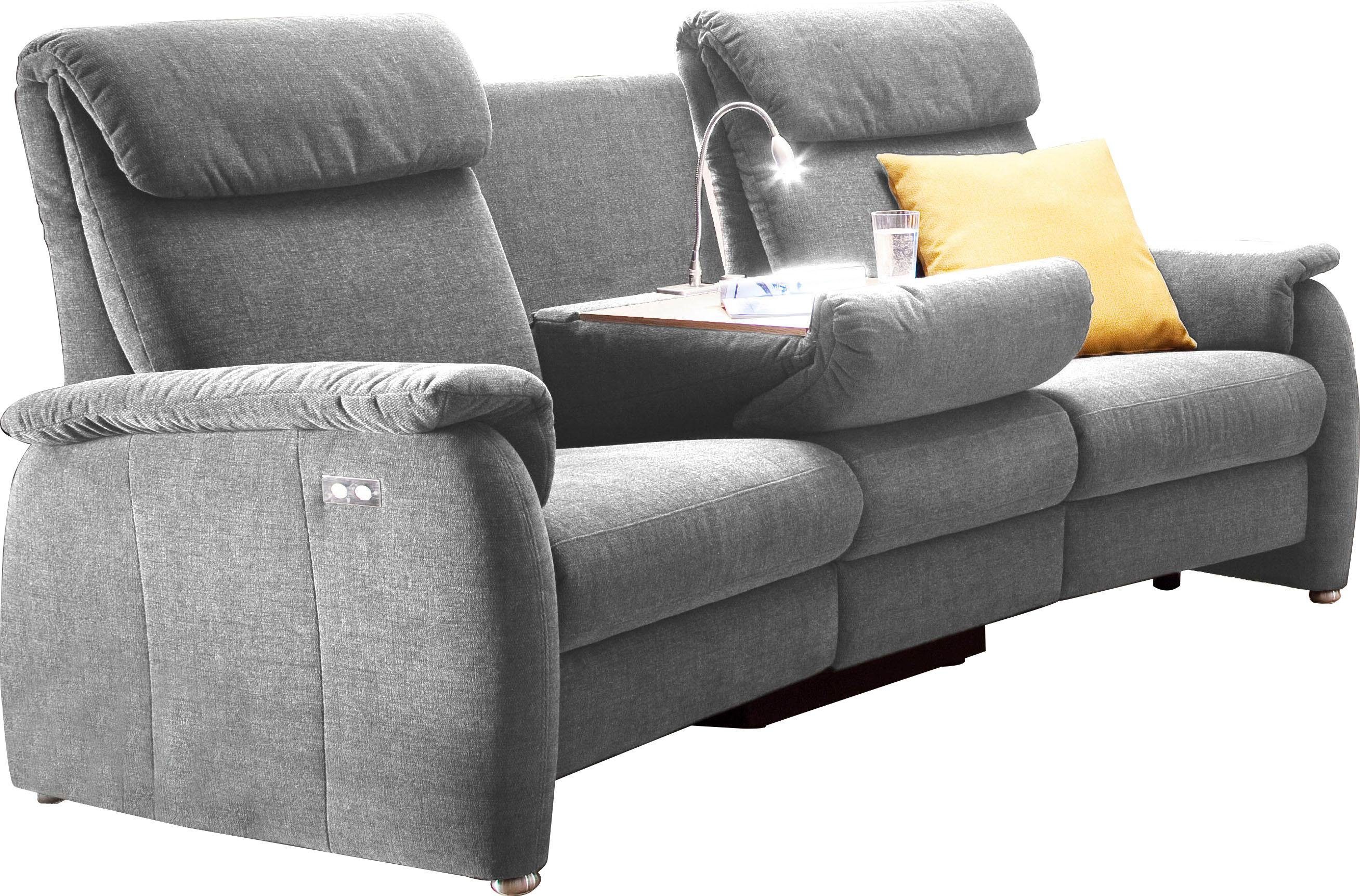 Home affaire Sofa Turin, mit motorischer Relaxfunktion, Tisch, Leuchte + USB-Ladestation
