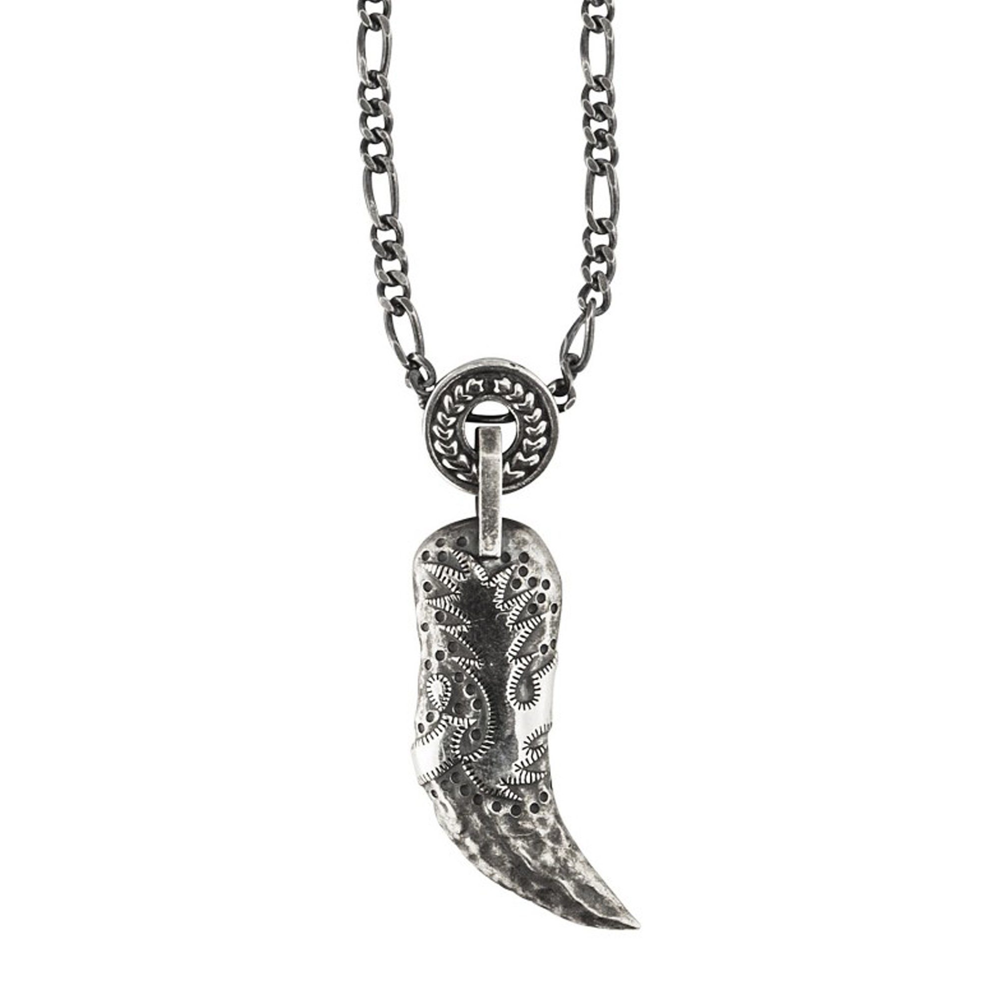 CAÏ Kette mit Anhänger 925/- oxidiert Silber Sterling Tigerzahn