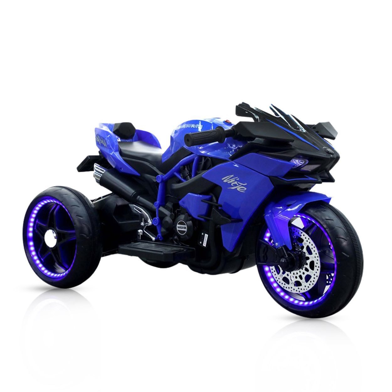 Moni Elektro-Kindermotorrad Kinder Elektromotorrad Ninja, Belastbarkeit 30 kg, drei Kunststoffräder, LED-Beleuchtung, Mp3