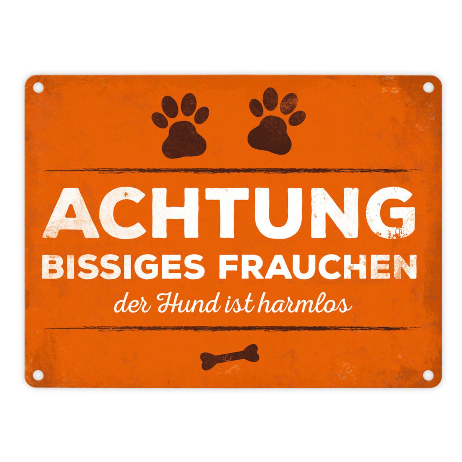 Metallschild Blechschild - Bissiges Frauchen Schild Blechschild Aluminiumschild