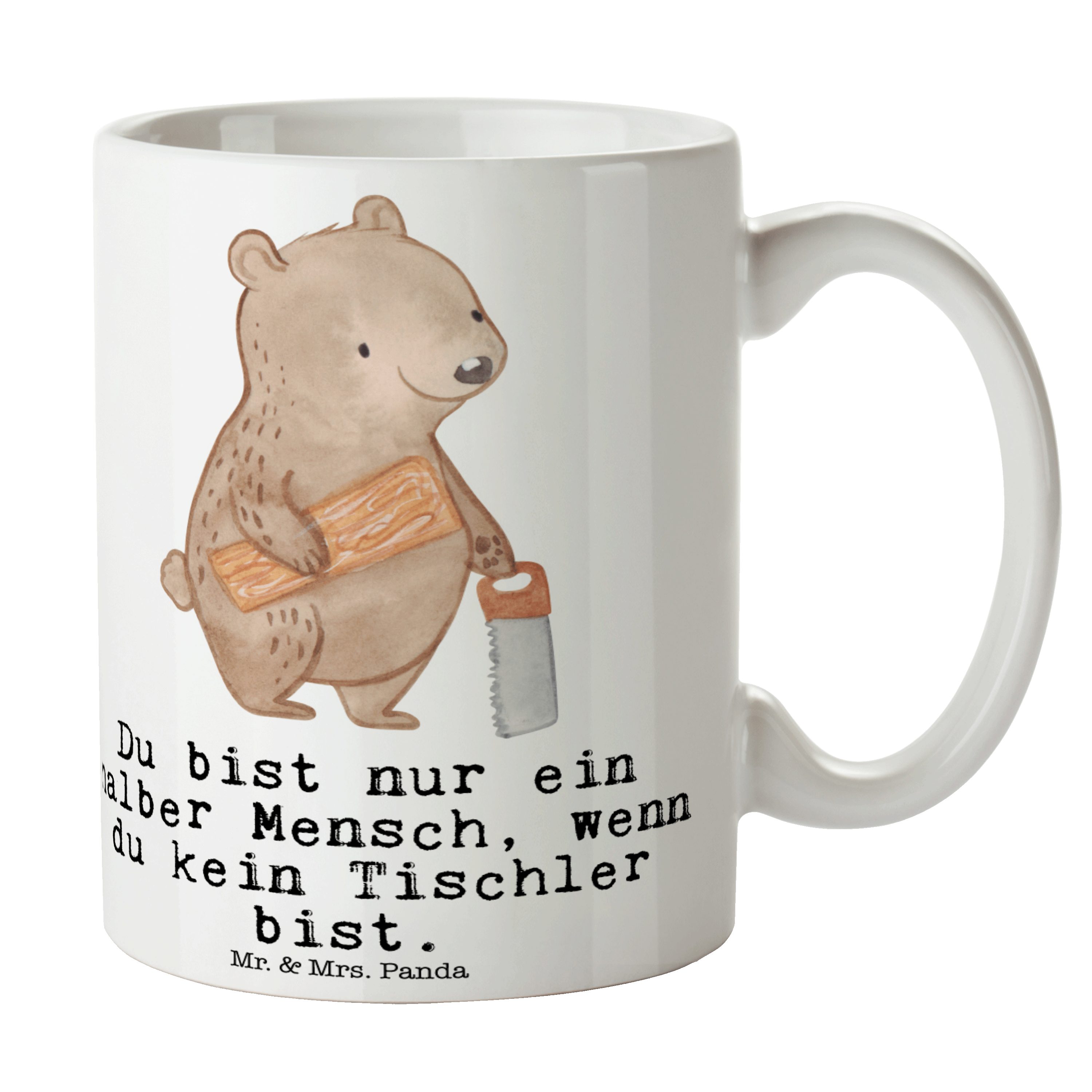 Tasse & Weiß Herz mit - Keramik Motive, Tee, - Tasse Sprüche, Mr. Geschenk, Mrs. Tischler Panda Tasse