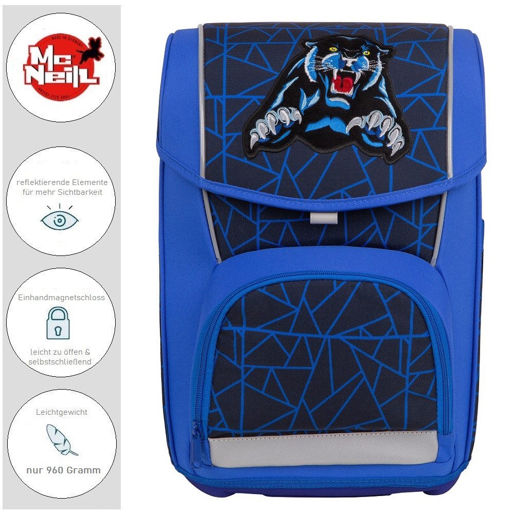 McNeill Schulranzen Basic WILD Schultaschen-Set Blau (Set, 7-tlg., inkl. Fe günstig online kaufen