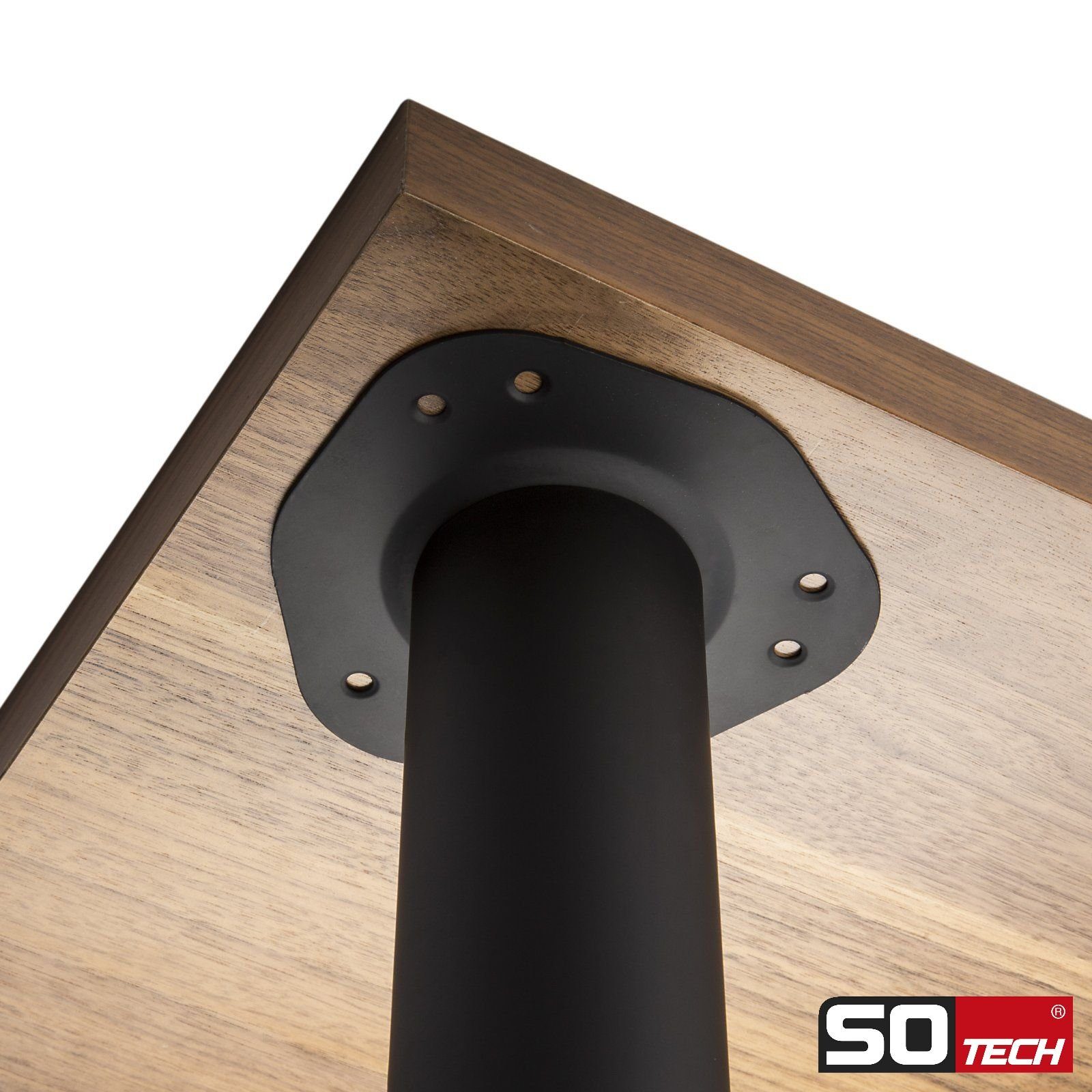 SO-TECH® Tischbein Ø 76 / 80 mm, belastbar bis 75 kg pro Stück, H: 71cm, Stahl, schwarz, höhenverstellbar bis 32mm, 1x