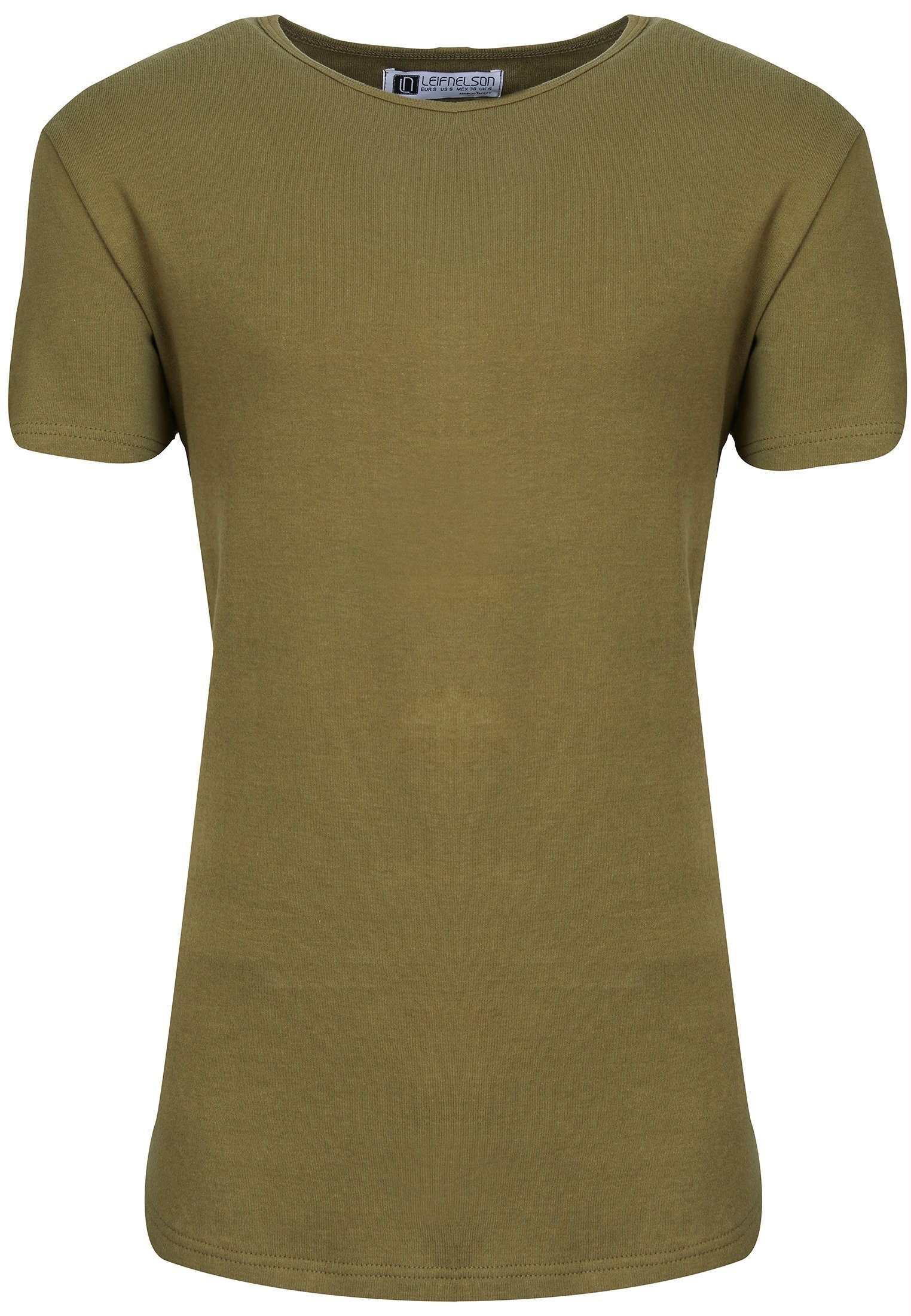 Herren khaki Leif T-Shirt T-Shirt Rundhals Nelson LN-8318