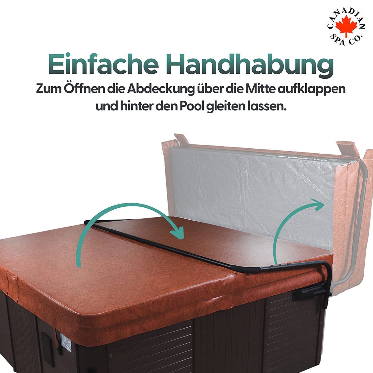 Canadian Spa GmbH Pool-Abdeckplane Abdeckhilfe randbefest., Hebevorrichtung für Whirlpoolabdeckung bis zu 240 cm breite