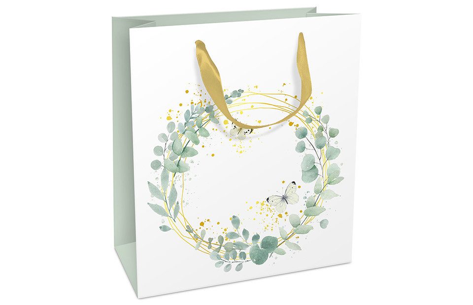 Braun+Company Atelier Geschenkpapier Geschenktasche Blumenkranz 18 x 21 cm