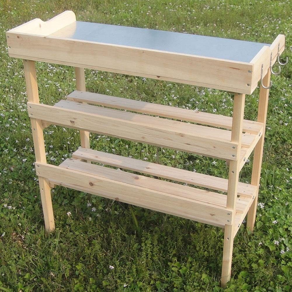 Melko Pflanztisch Gartentisch Pflanztisch Holztisch mit Ablage & Haken Gärt günstig online kaufen