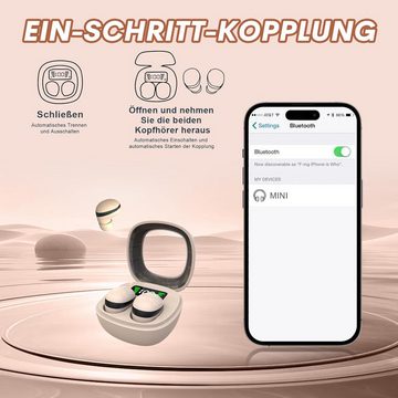 Xmenha Mini-Ohrhörer, perfekt für Musik beim Schlafen oder Sport Open-Ear-Kopfhörer (Kristallklare Anrufe dank Geräuschunterdrückungstechnologie, auch in lauten Umgebungen., mit verbessertem Tragekomfort ergonomischem und Kristallklare Anrufe)