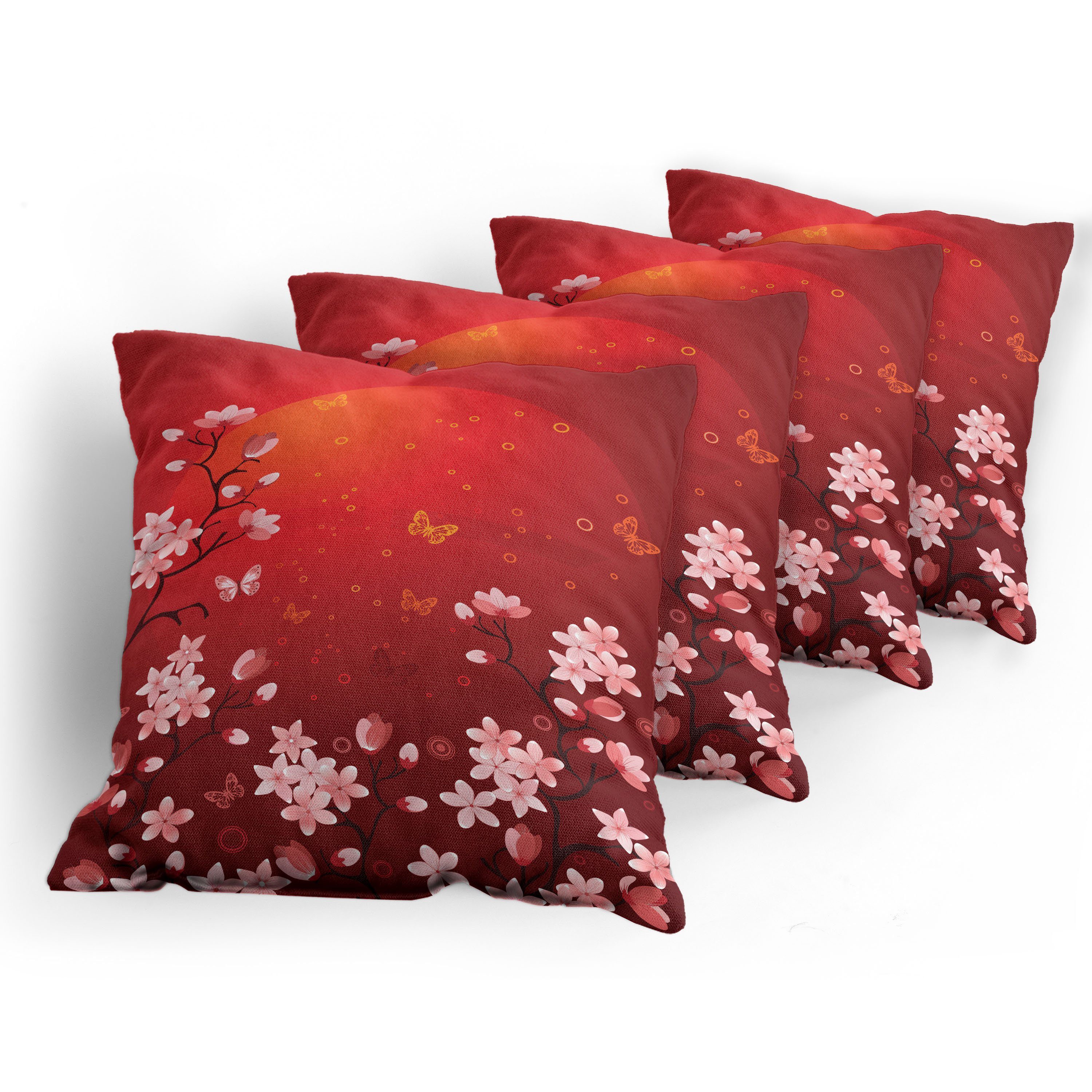 und Abstrakter Stück), Doppelseitiger Accent rot (4 Digitaldruck, Sonnenuntergang Abakuhaus Modern Kissenbezüge Sakura