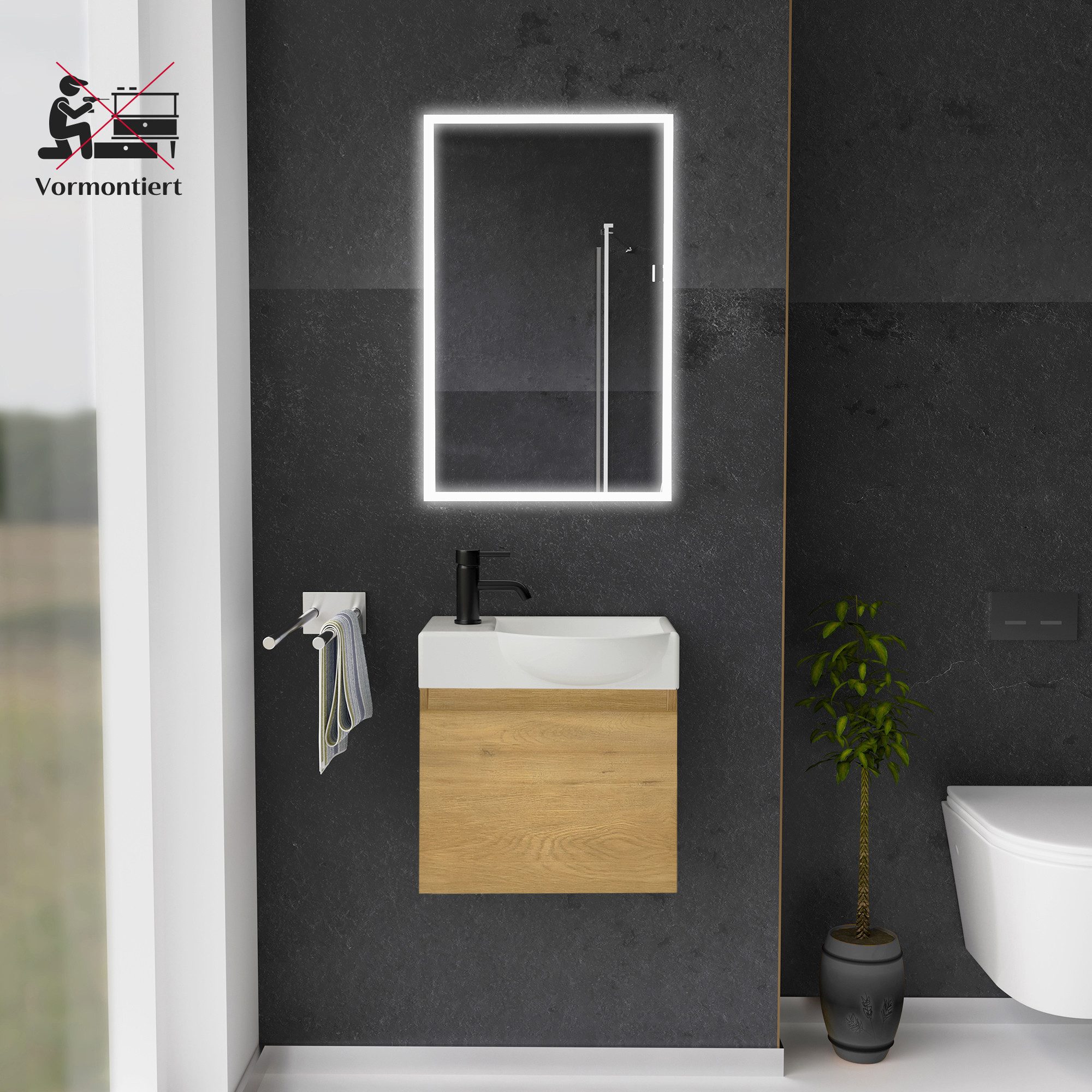 Alpenberger Badmöbel-Set - Gäste WC Waschbecken günstig online kaufen