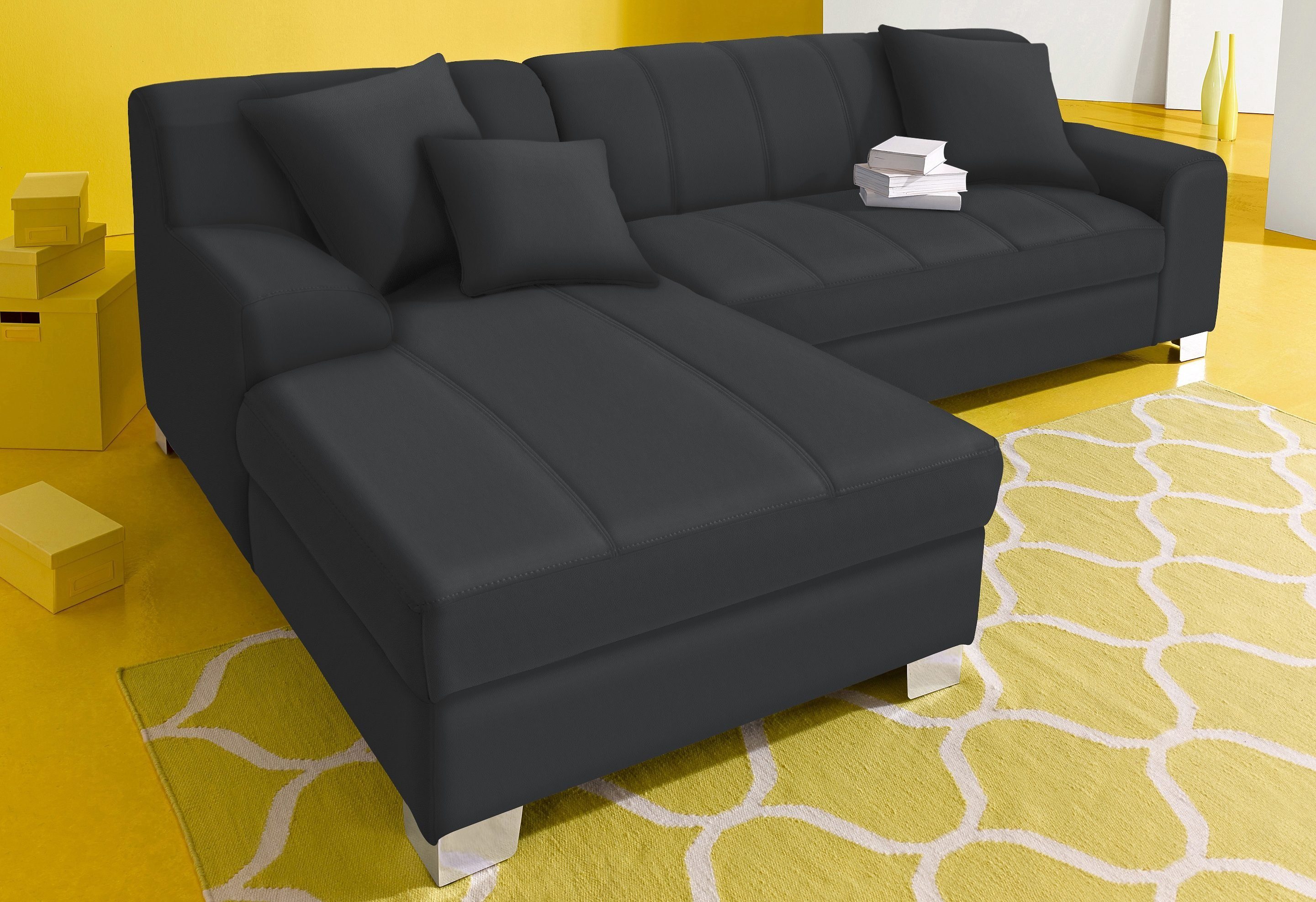 DOMO collection Ecksofa Turah incl. Zierkissen, moderne Steppung, auch in Leder, mit Bettfunktion, Schlafsofa, B/T: 239/152 cm, Unser Dauertiefpreis