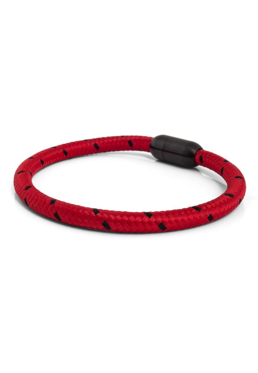 Akitsune Armband Silvus Nylonarmband - Mattschwarz - Rot-Schwarz 18,50cm