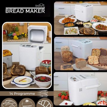 Starlyf Brotbackautomat Bread Maker, 14 Programme, 500,00 W, für 750g Brot, Timer, Joghurt, Marmelade, Warmhalte - Funktion