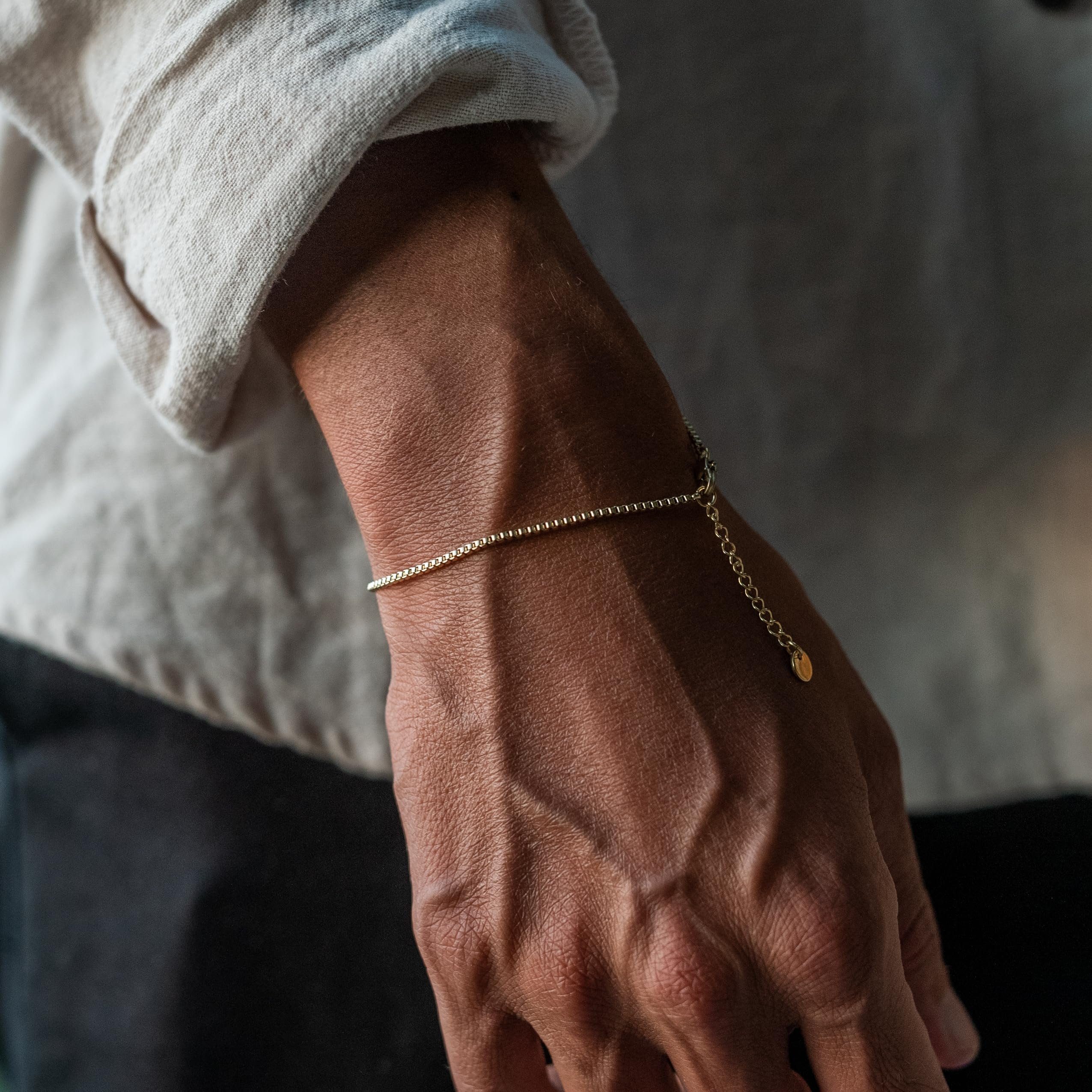 Made by Nami Edelstahlarmband Armband Edelstahl Silber/Gold Minimalistisch Herren, Filigrane Armkette Cuban Link Chain