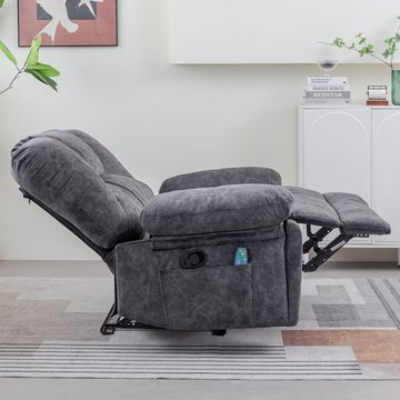 OKWISH Massagesessel TV-Sessel,Relaxsessel (2 Becherhalter, 2 Seitentaschen), mit Massage- und Heizfunktion, 115*68*105cm