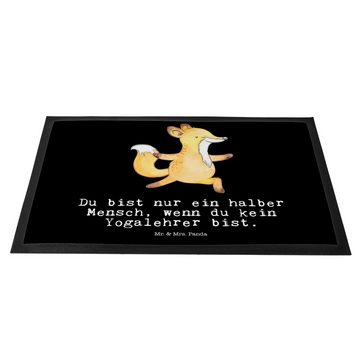 Fußmatte Yogalehrer mit Herz - Schwarz - Geschenk, Türvorleger, Motivfußmatte, Mr. & Mrs. Panda, Höhe: 0.6 mm