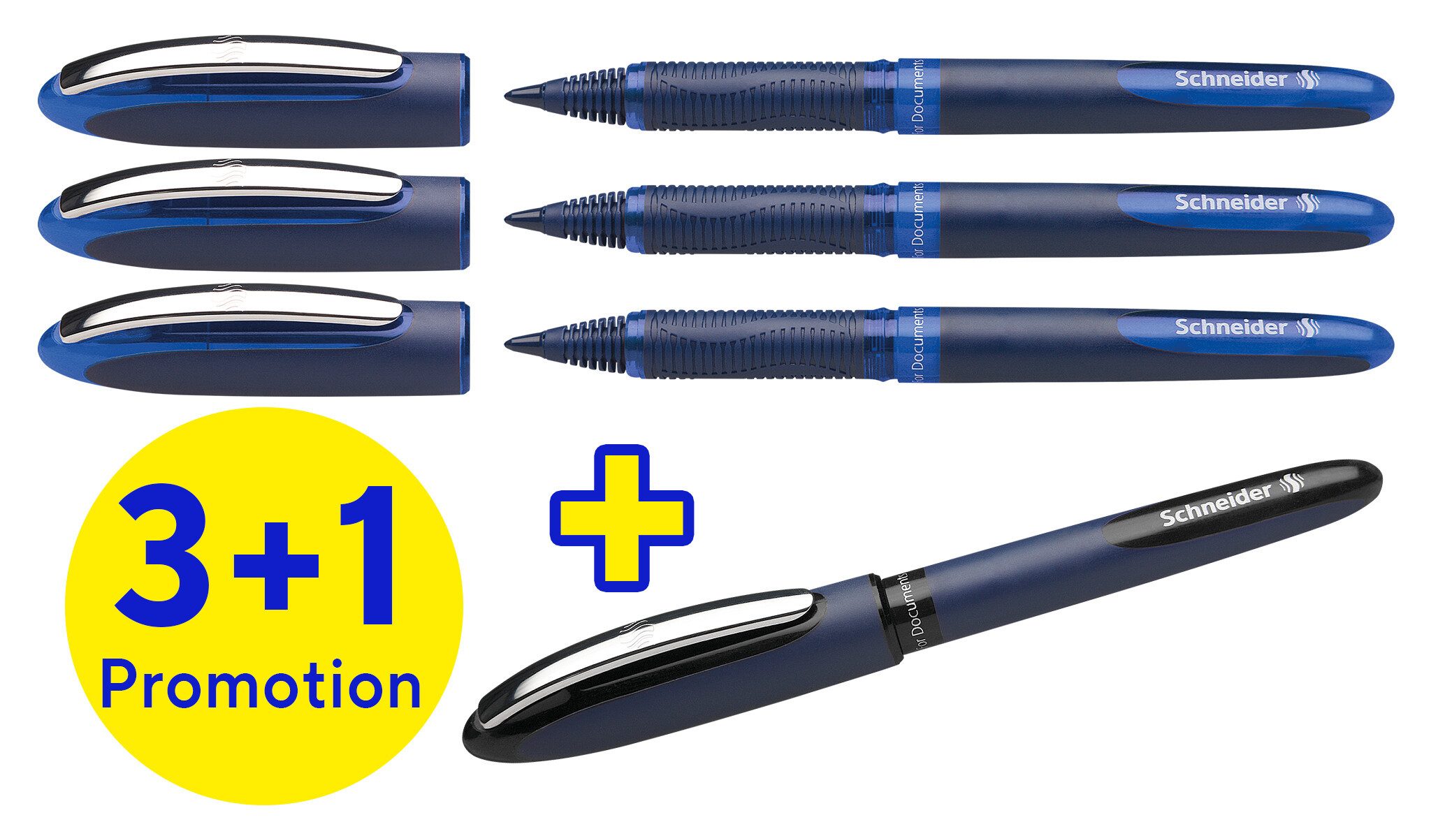 SCHNEIDER Schneider One Business Tintenroller 0,6 mm, Schreibfarbe: blau, 4 St. Tintenpatrone
