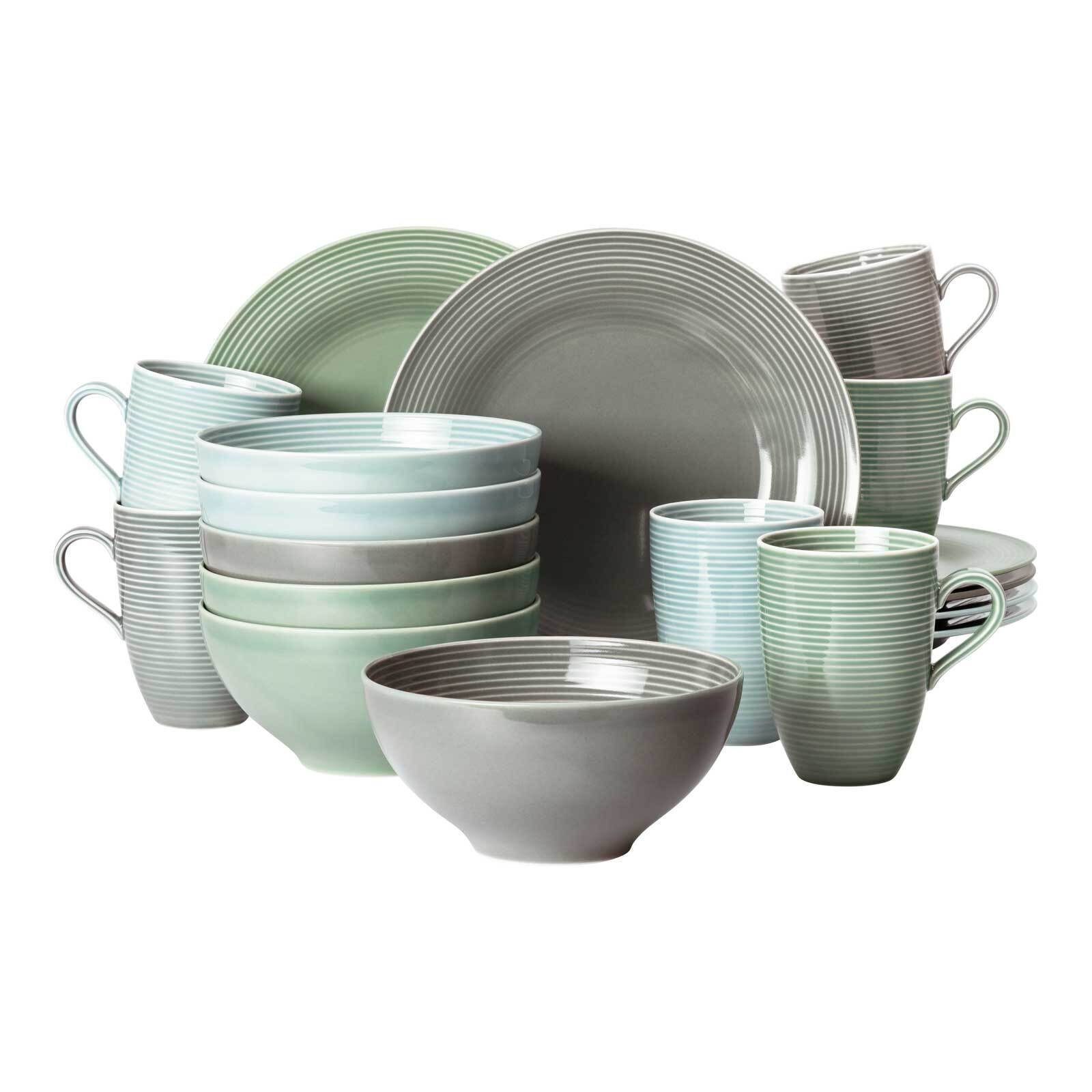 Seltmann Weiden Комбинированное обслуживание Beat Color Glaze Frühstücks-Set 18er Set (18-tlg), Porzellan