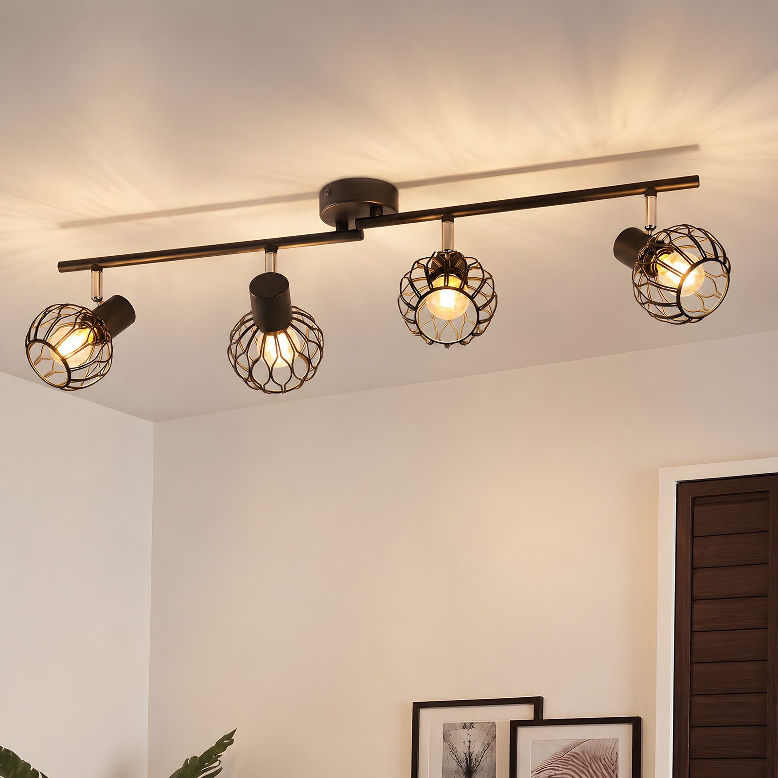 Nettlife Deckenstrahler 1/2/3/4flammig Weiß/Schwarz/grau E14 Metall 350° schwenkbaren Spots, ohne Leuchtmittel, für Wohnzimmer Küche Flur Deckenleuchte