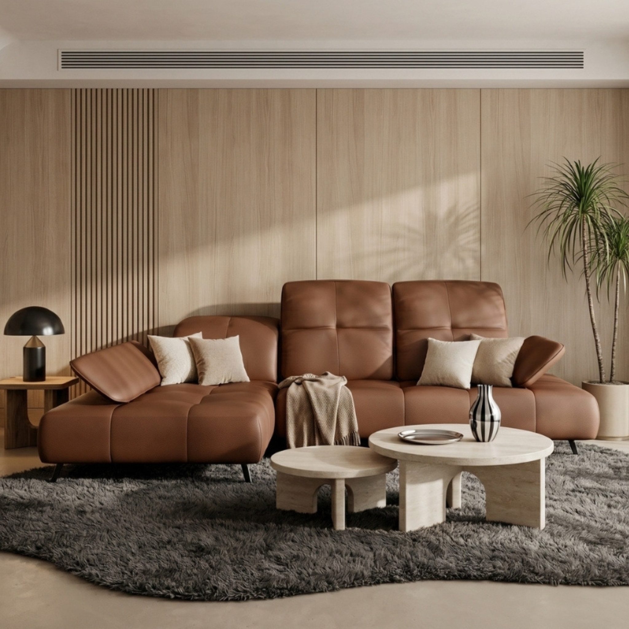 Friderik-EU Ecksofa BERGAMO 280x180 cm Ledersofa, Sitztiefenverstellung und Kopfteilfunktion