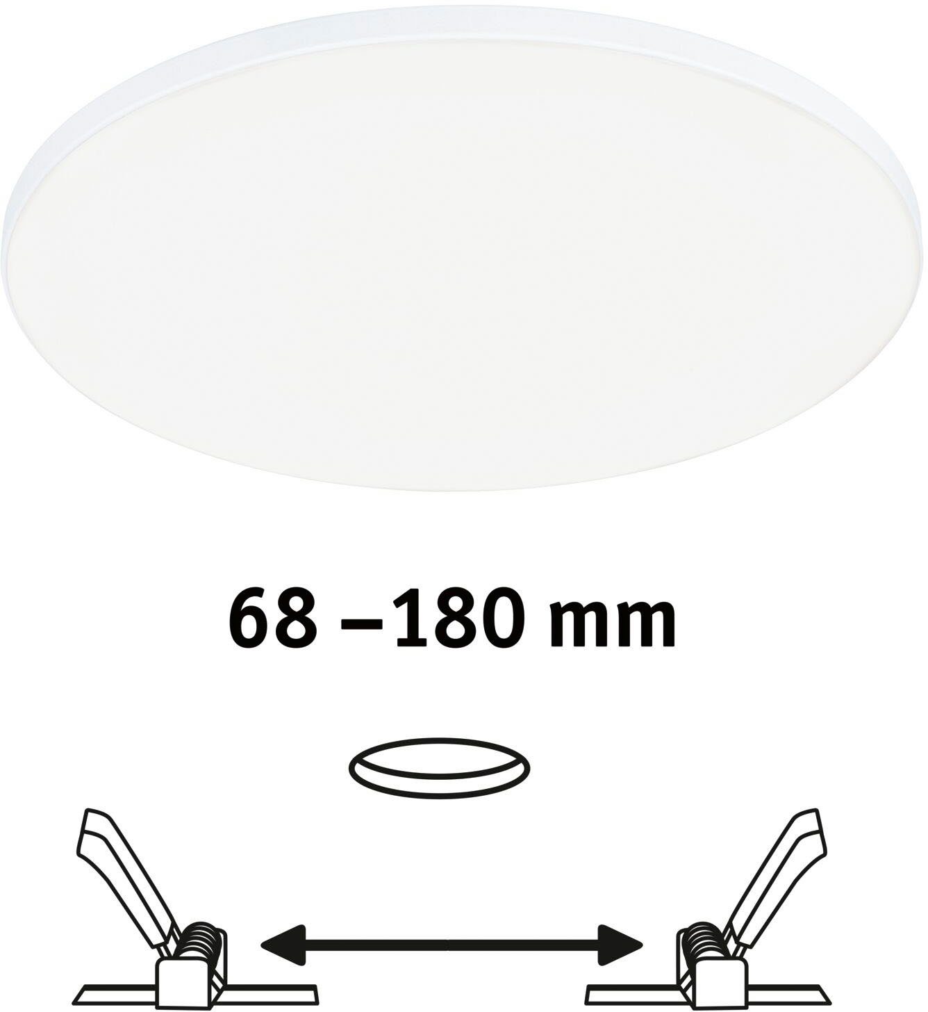 Paulmann LED Einbauleuchte Veluna VariFit 200mm Weiß dimmbar Einbaupanel LED Neutralweiß, Weiß 1500lm 200mm 4000K IP44 IP44 dimmbar, 1500lm rund rund Edge LED fest integriert, 4000K