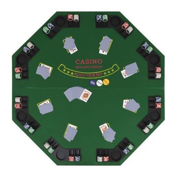 vidaXL Spieltisch 8-Spieler Poker Tischauflage Faltbar 4-fach Achteckig Grün