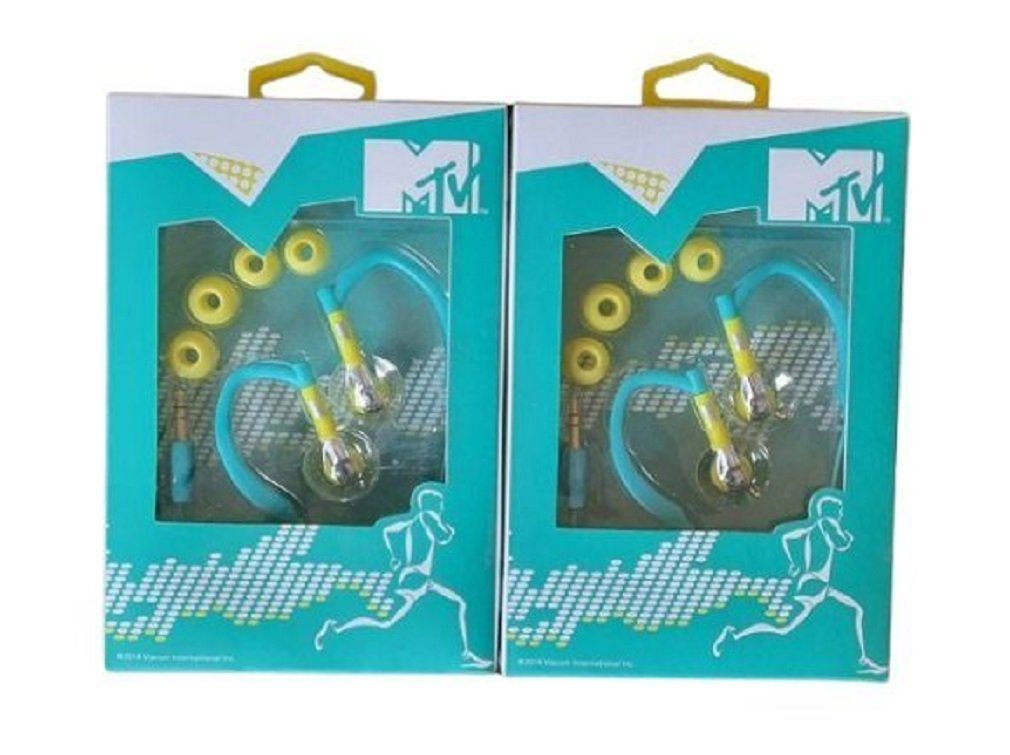 MTV Original MTV in 2 Farben (2 Stück) Sport-Kopfhörer 4xtürkis-gelb