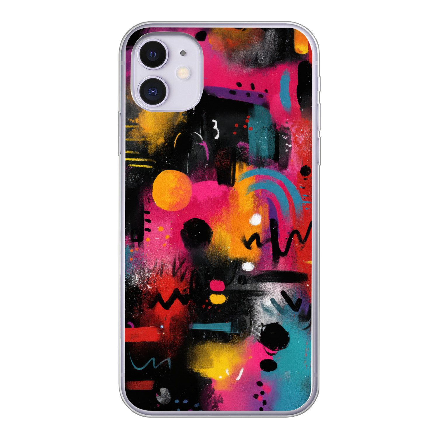 MuchoWow Handyhülle für Apple iPhone 11 Farbflächen - Formen - Bunt - Abstrakt, Smartphone-Bumper, Print, Handy Schutzhülle Dünn