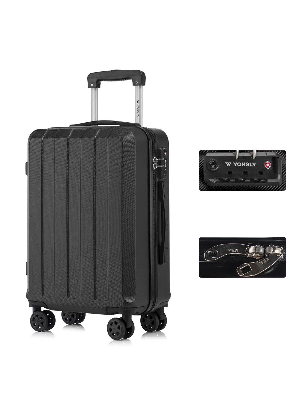 YONSLY Hartschalen-Trolley Premium Hartschalen-Reisekoffer, 4 Rollen, TSA-Schloss, YKK-Reißverschluss, austauschbare Rollen/Griffe