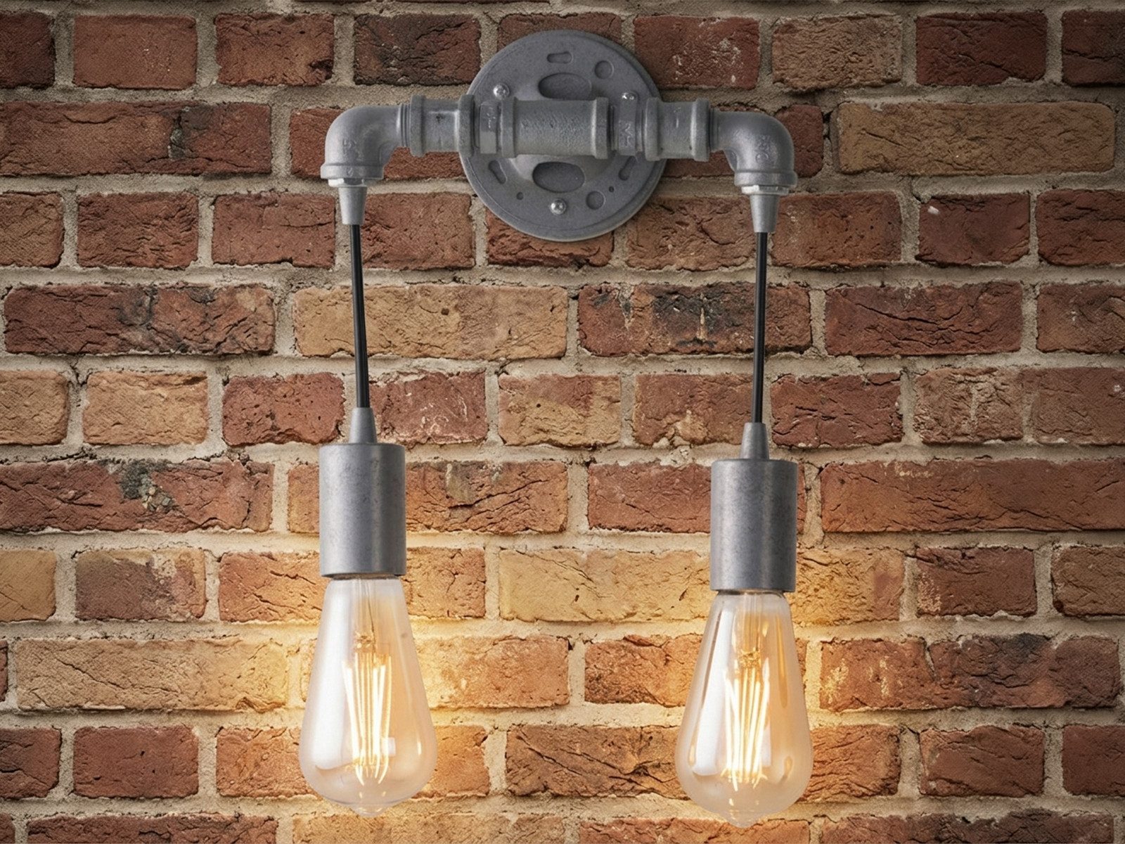 Luce Ambiente Design LED Wandleuchte, LED wechselbar, warmweiß, innen, ausgefallene Industrial Rohr Lampe Treppenhaus, Grau B: 23cm