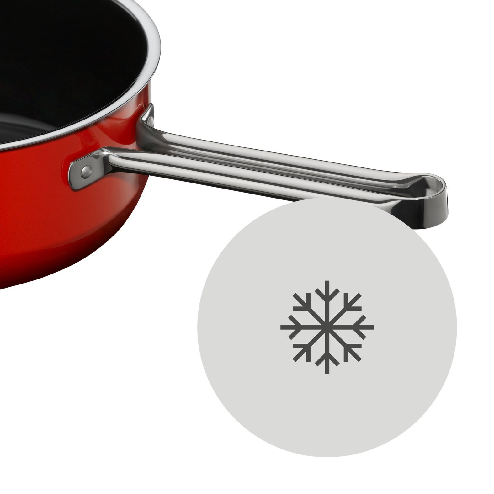 WMF Kasserolle Fusiontec Compact Stielkasserolle, 18 cm, Red, Fusiontec (1-tlg., 1x Stielkasserole mit Deckel 18 cm (Volumen 1,8l), Made in Germany, backofengeeignet, wärmereduzierende Griffe