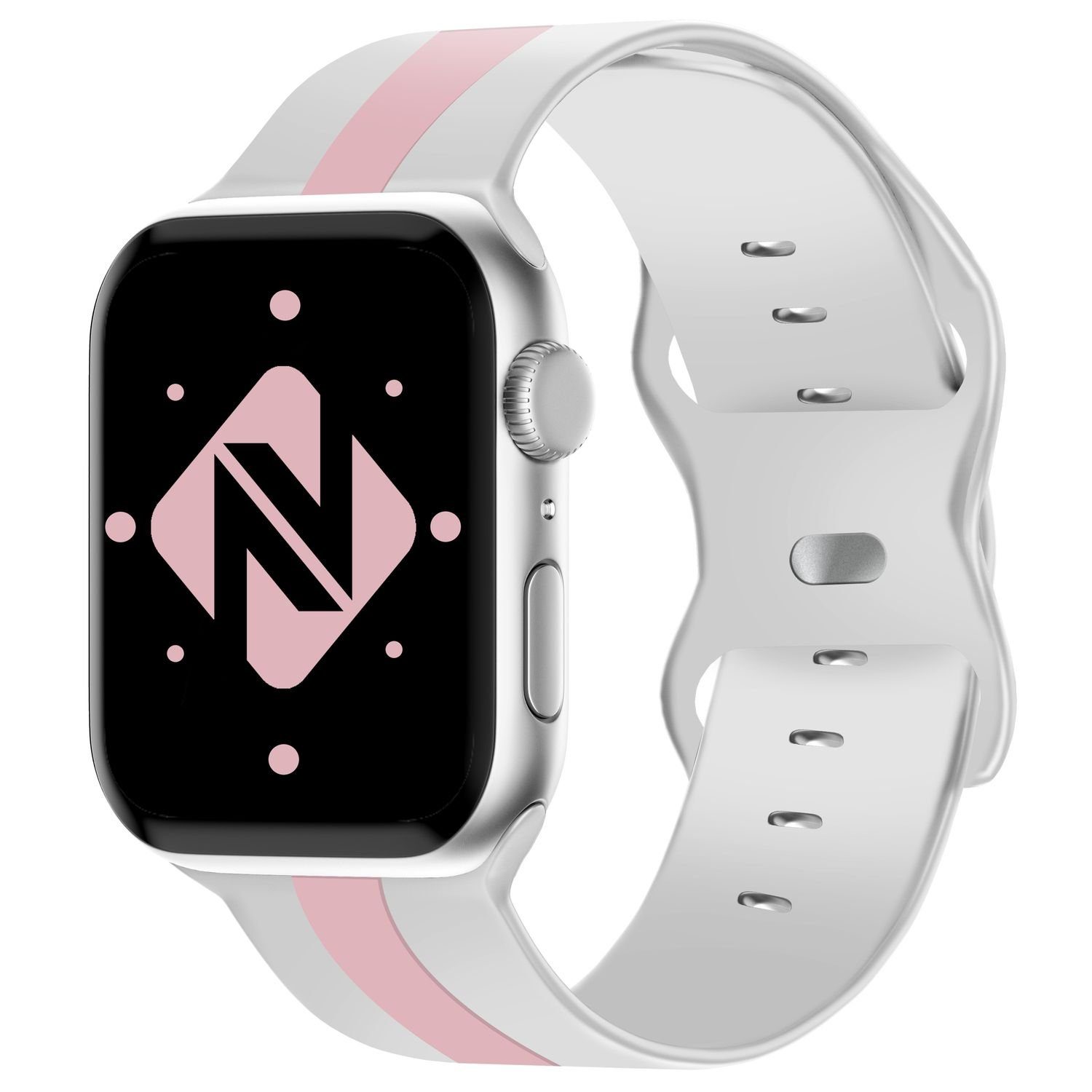 Nalia Smartwatch-Armband Apple Watch 49mm/46/45/44/42(Serie 1-3), Gestreiftes Silikon Ersatzband / für Sport Fitness Uhr / Atmungsaktiv