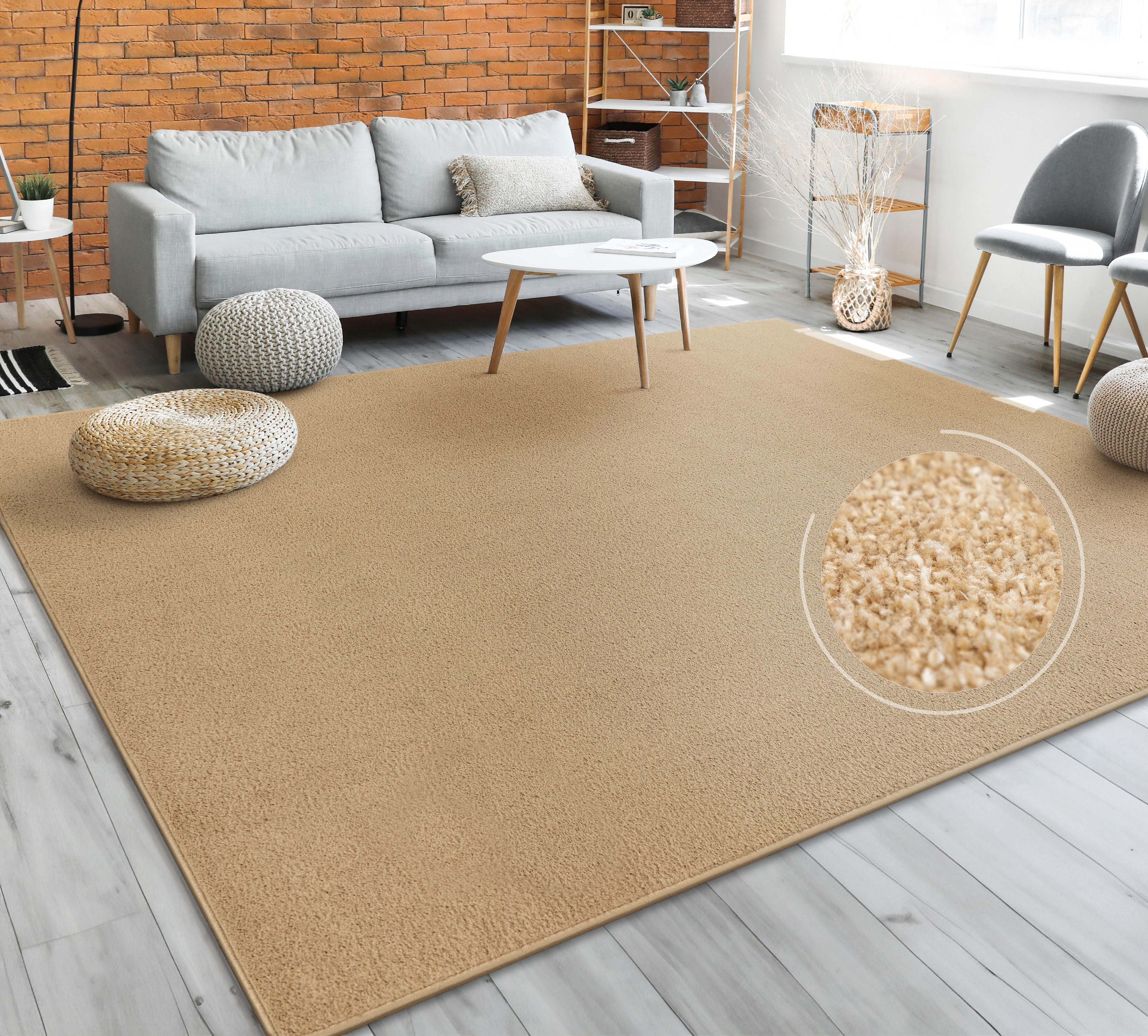 Paco Home Teppich Porto 890, rechteckig, Höhe: 13 mm, Kurzflor, Uni-Farben, ideal im Wohnzimmer & Schlafzimmer