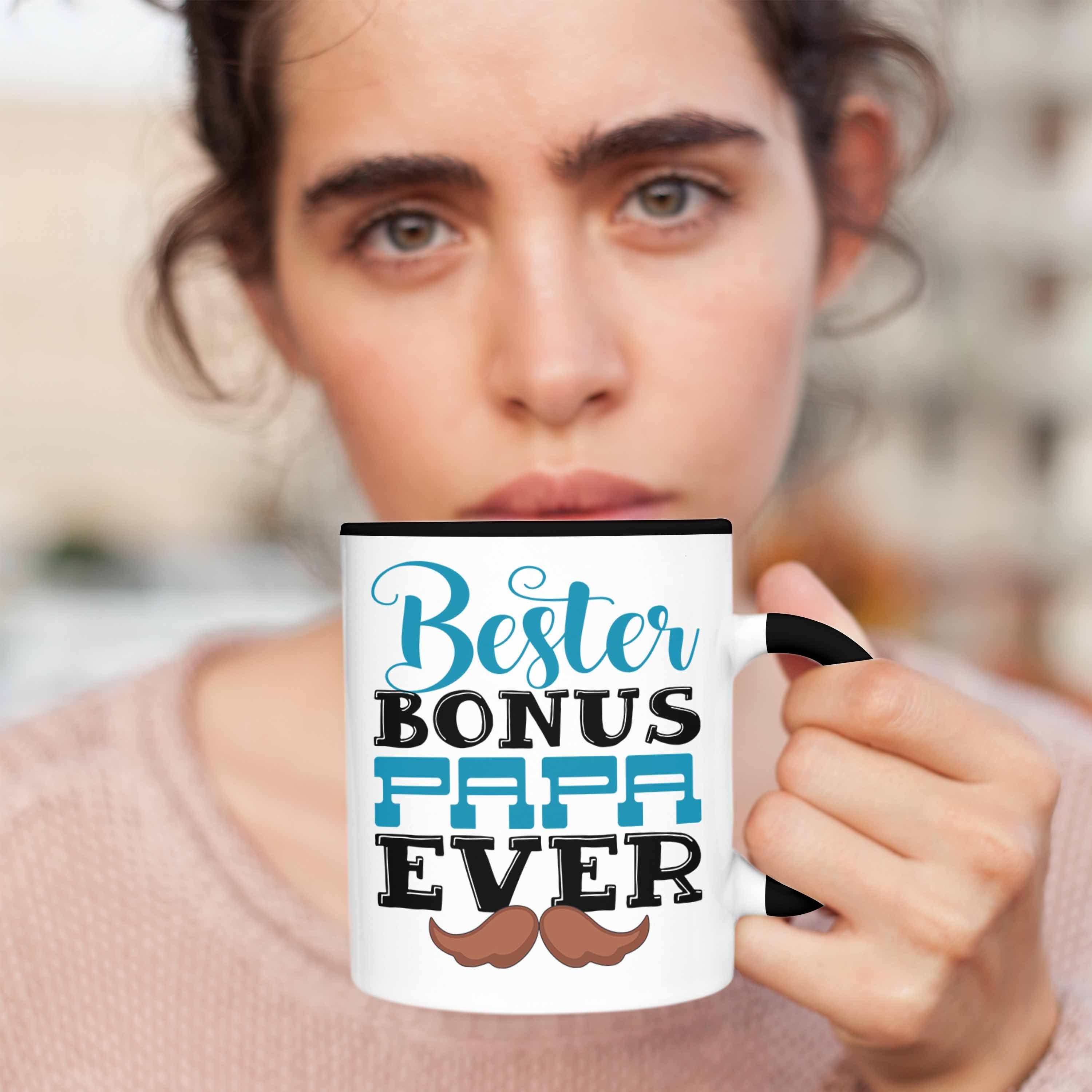 Trendation Tasse Bester Ever Stiefvater Schwarz Geschenk Tasse Papa Geschenk für Lustiges Bonus