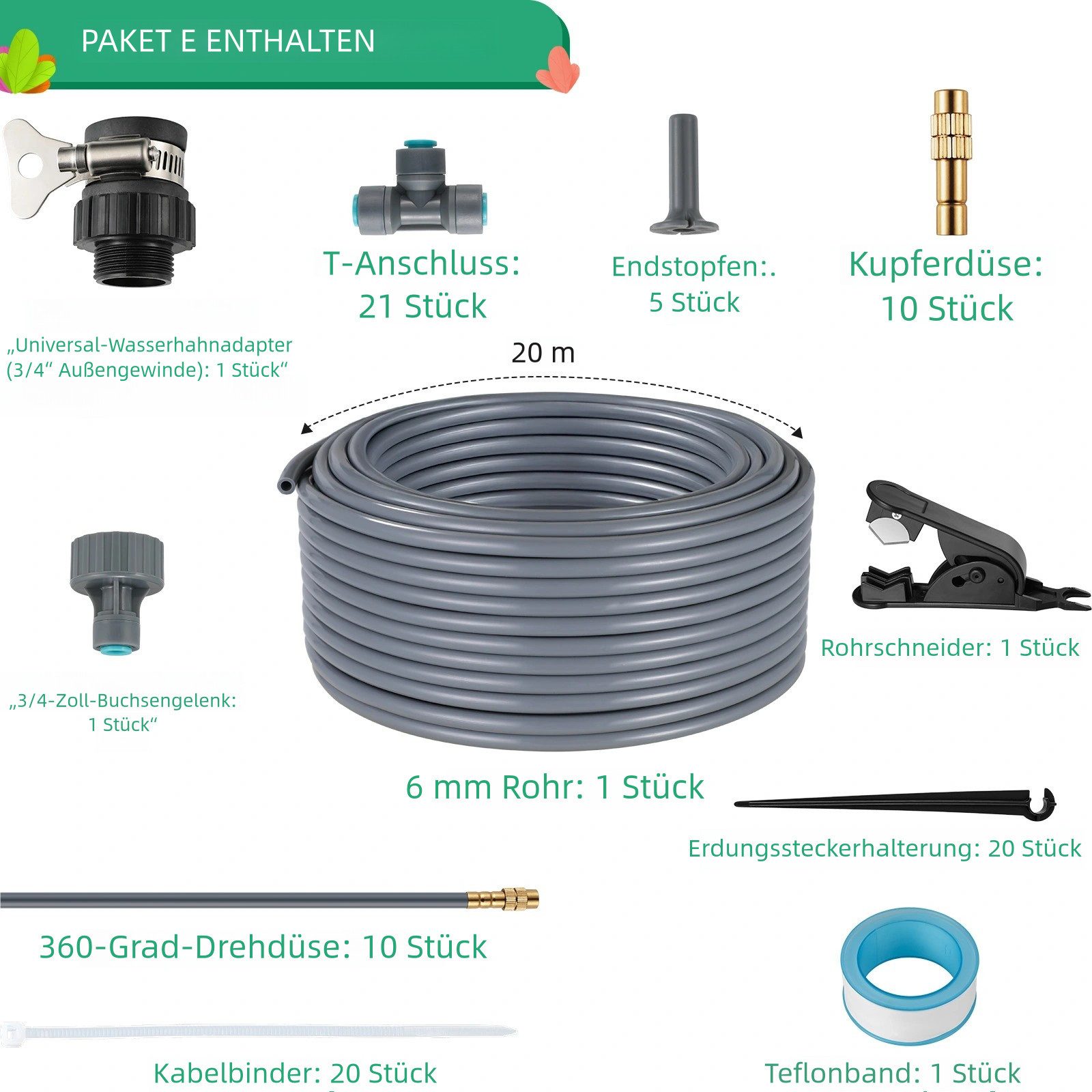 TLGREEN Bewässerungssystem Gartenbewässerungssystem, (20/25M Bewässerungsrohre Automatische Bewässerungssets, Quick-connect DIY Micro Drip System Bewässerung Kit,Misting System), für Garten Pflanzen, Landschaft, and Gewächshaus