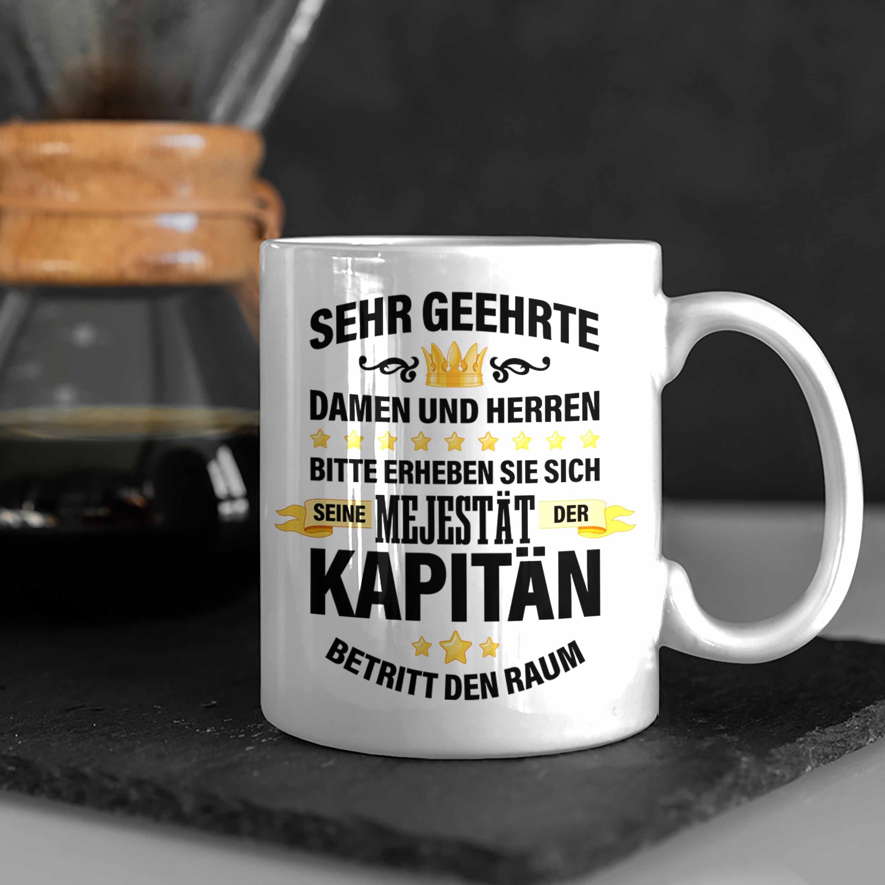 Vater Geschenk Spruch Tasse Geschenkidee Tasse - Männer Trendation Kapitän Käpten Trendation Weiss Geburtstag