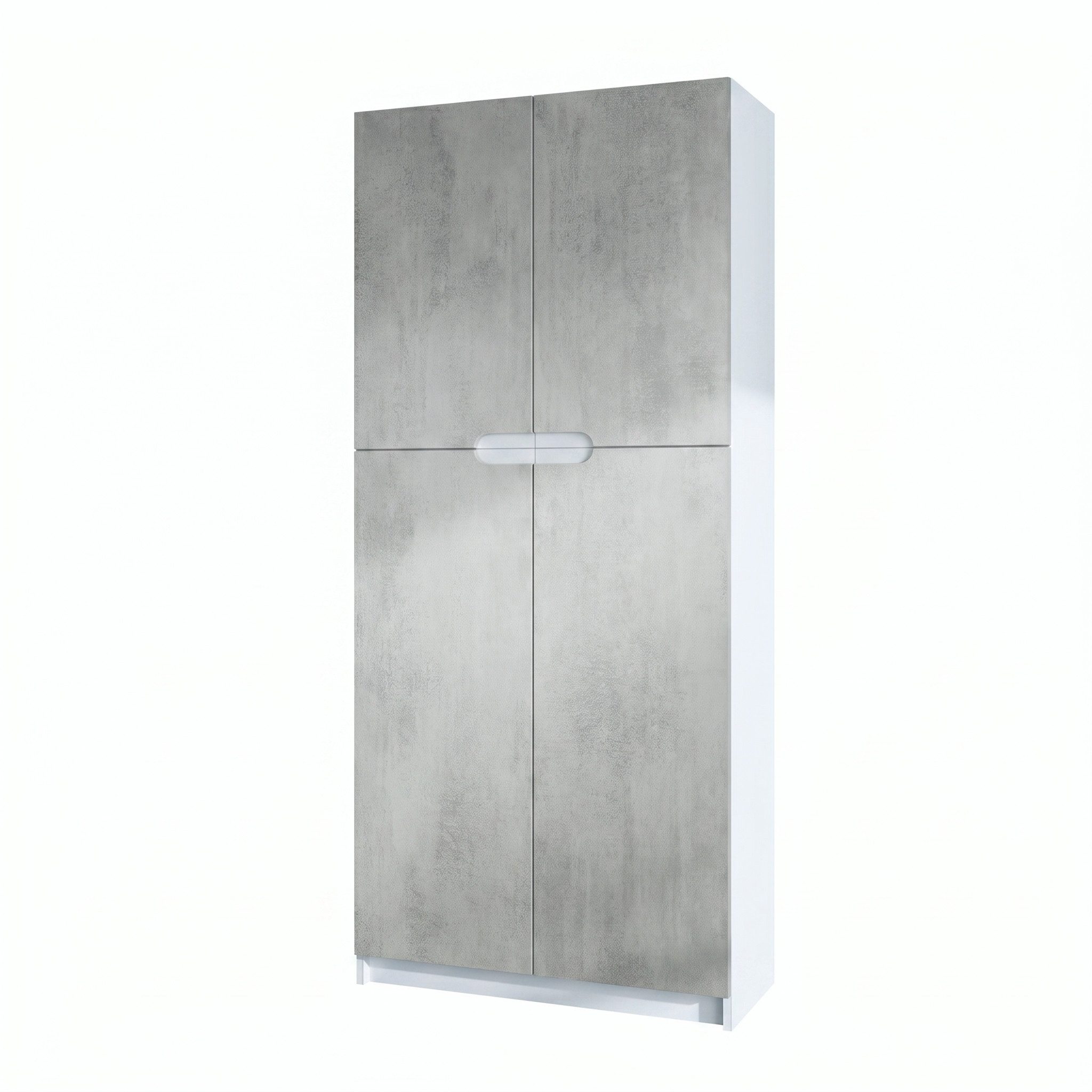 Vladon Aktenschrank Logan (Aktenschrank, mit 5 Fächern und 4 Türen) Weiß matt/Beton Oxid Optik (82 x 184 x 37 cm)