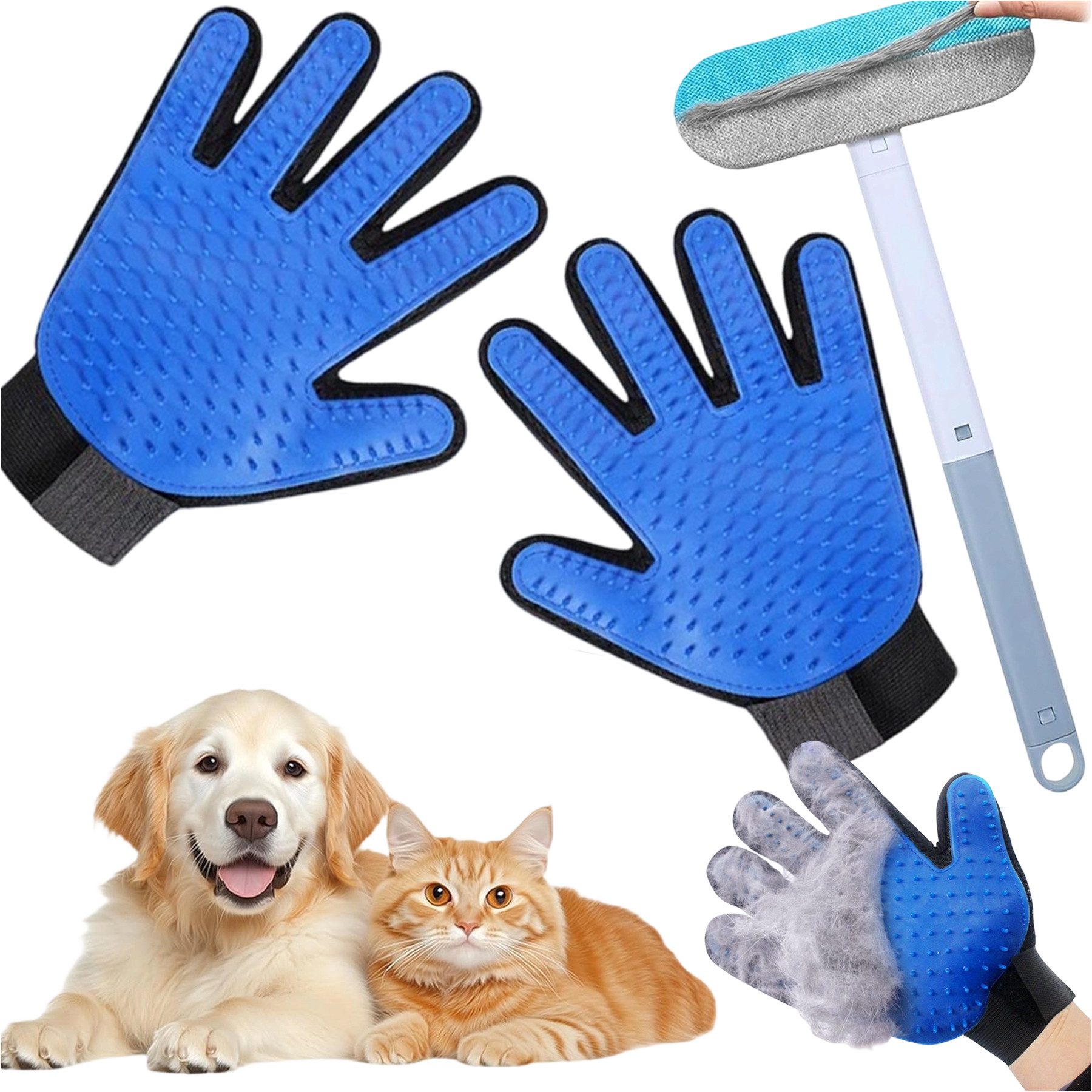 Mutig Fellpflegehandschuh 3 Stück Haustier Handschuh Bürste, Haustier Bürsten, (Fusselbürste Tierhaare, Haustier Pelz und Fussel entfernen, 3-tlg), Haustier Fellpflege Handschuh für Katzen und Hunde geeignet