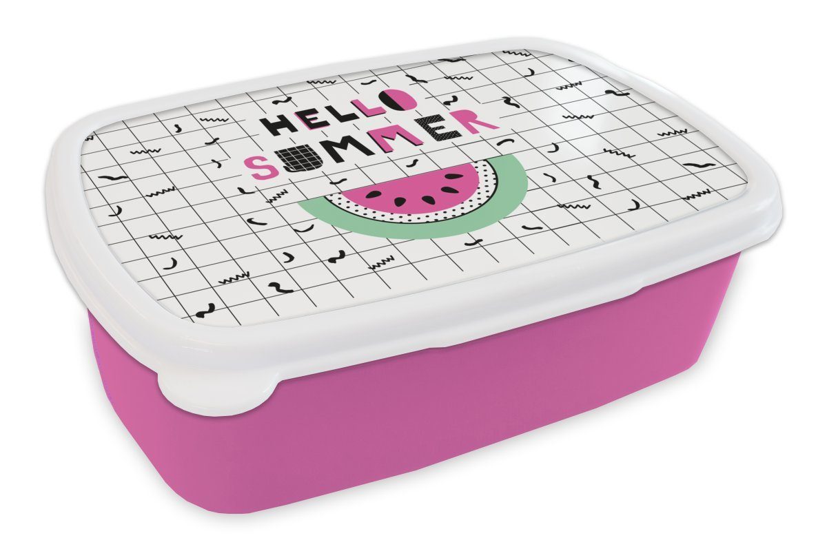 MuchoWow Lunchbox Sommer - - Obst, (2-tlg), Zitate Erwachsene, Brotbox rosa Snackbox, Brotdose Kinder, Mädchen, für Kunststoff Kunststoff