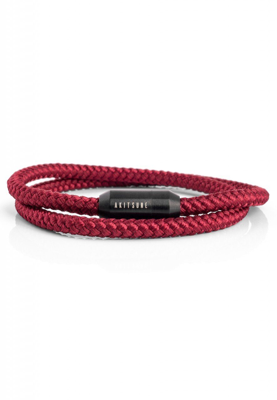 Akitsune Armband Mare Nylon Bracelet Mattschwarz - Burgundy 20 cm