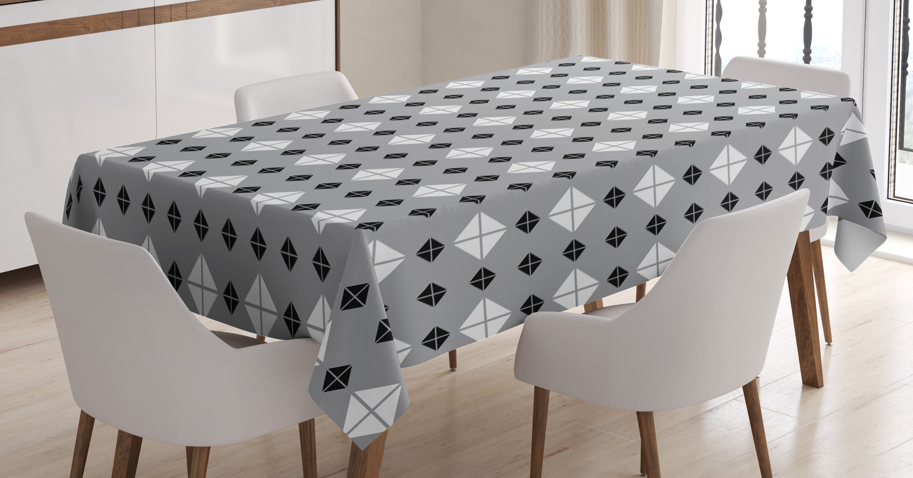 Tischdecke Klare grau Großer Diamanten Geometric Farbfest Farben, Bereich Abakuhaus Waschbar den Außen Für geeignet kleine