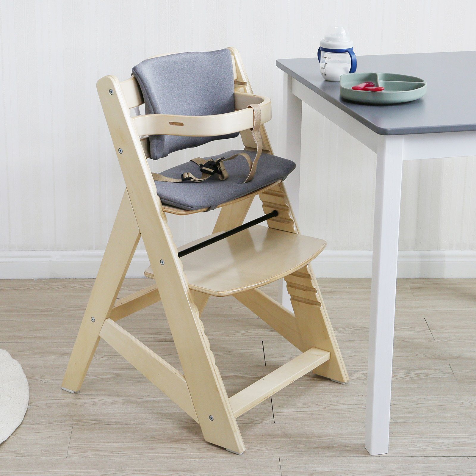 TIGGO Hochstuhl Hochstuhl Kinderhochstuhl Babyhochstuhl Treppenhochstuhl (Packung mit 1 Artikel), Gestell aus Massivholz